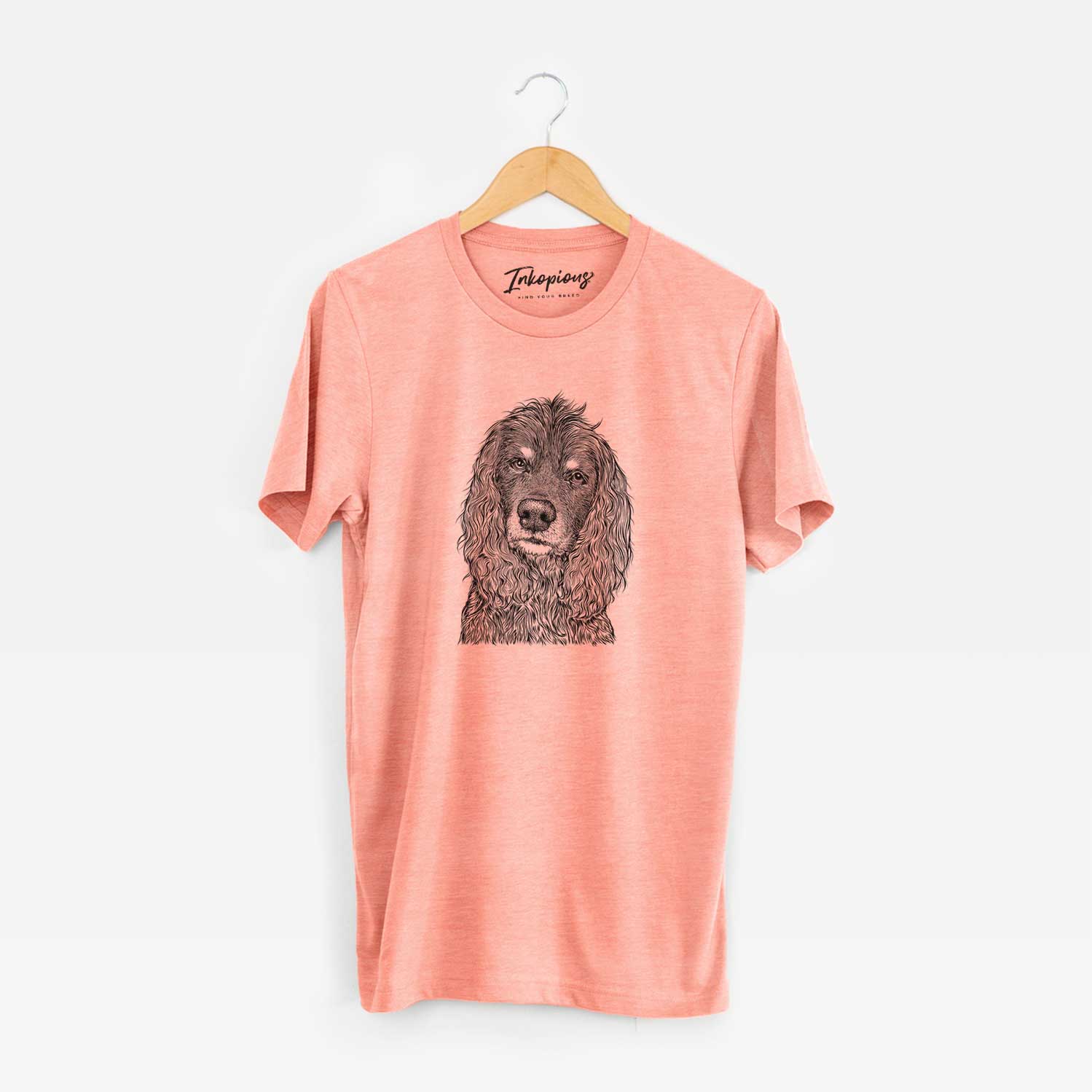 Hand-drawn sketch of Marley Boy the American Cocker Spaniel on a Sunset Unisex crewneck