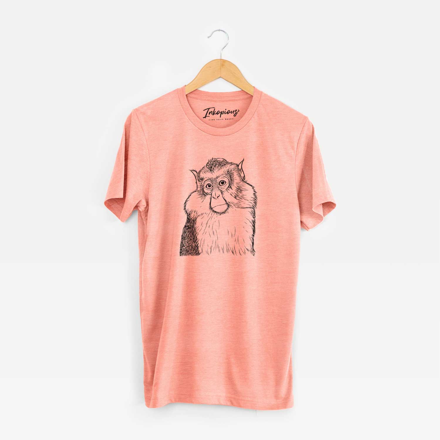 Hand-drawn sketch of Matata the Mona Monkey on a Sunset Unisex crewneck