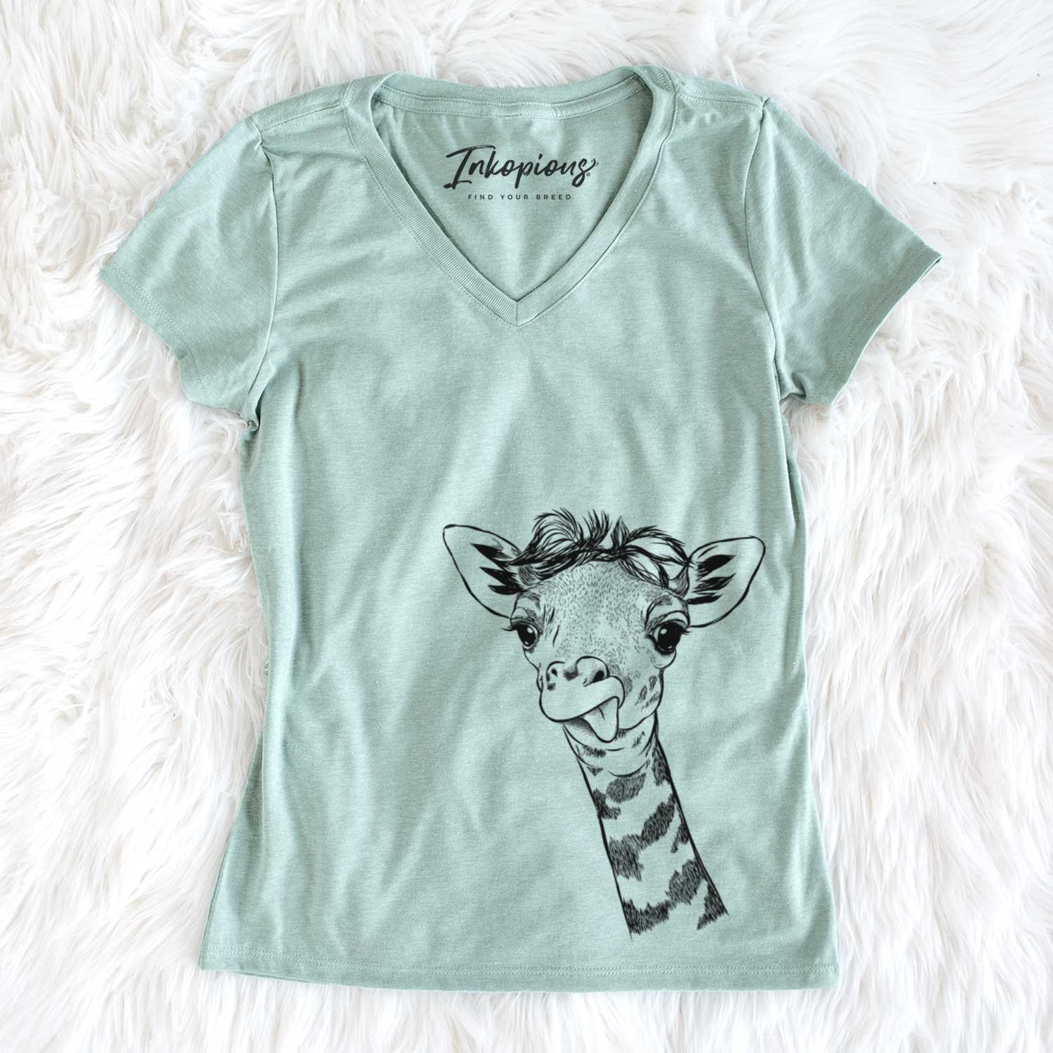 Bare Mel the Baby Giraffe - Women's V-neck Shirt