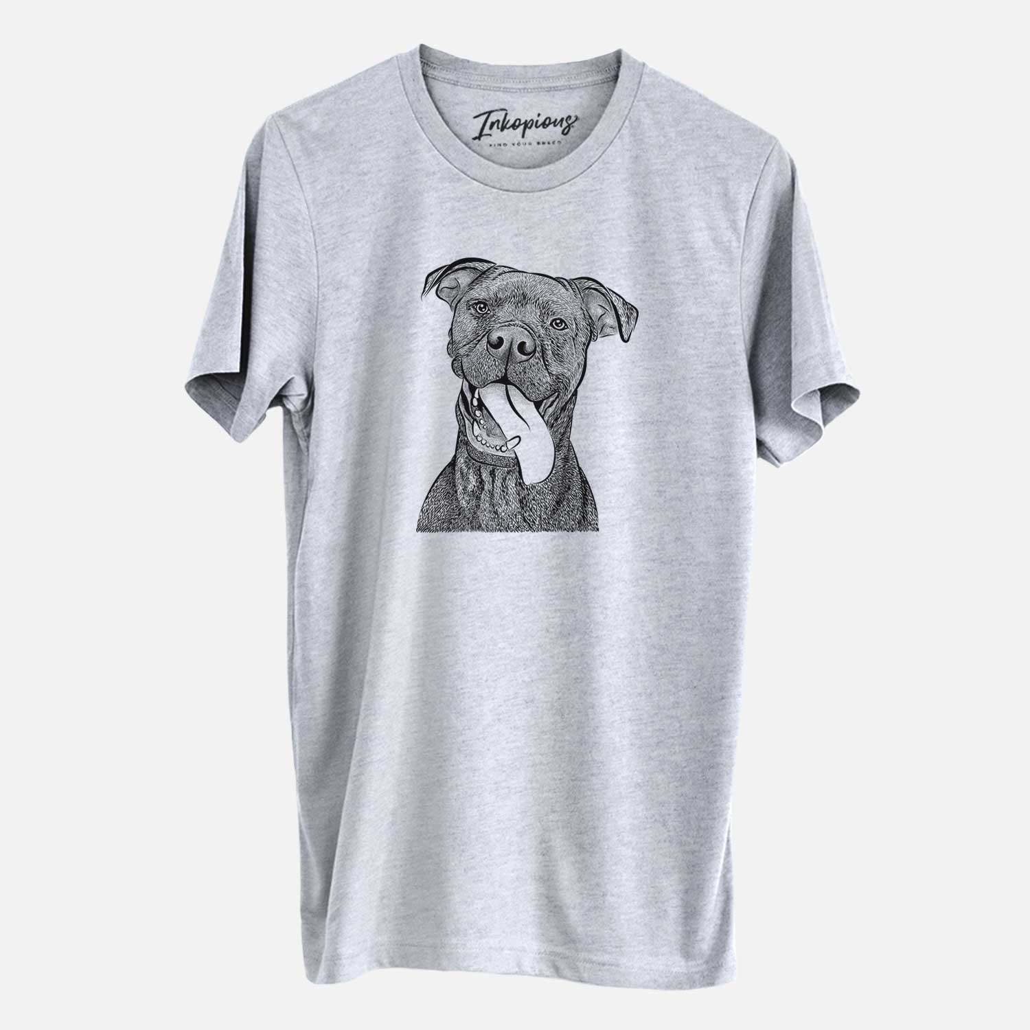 Hand-drawn sketch of Mikey the Boxador on a Grey Unisex crewneck