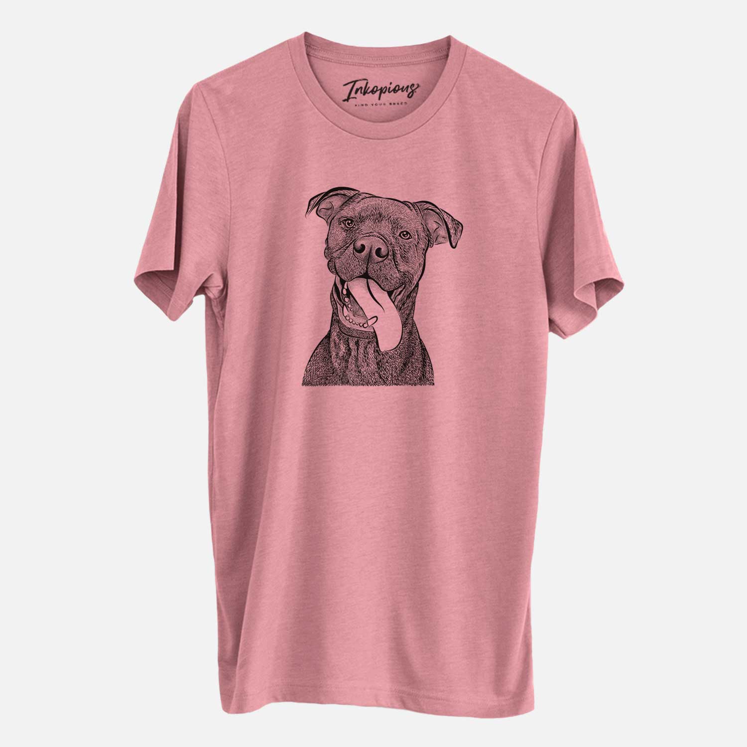 Hand-drawn sketch of Mikey the Boxador on a Mauve Unisex crewneck