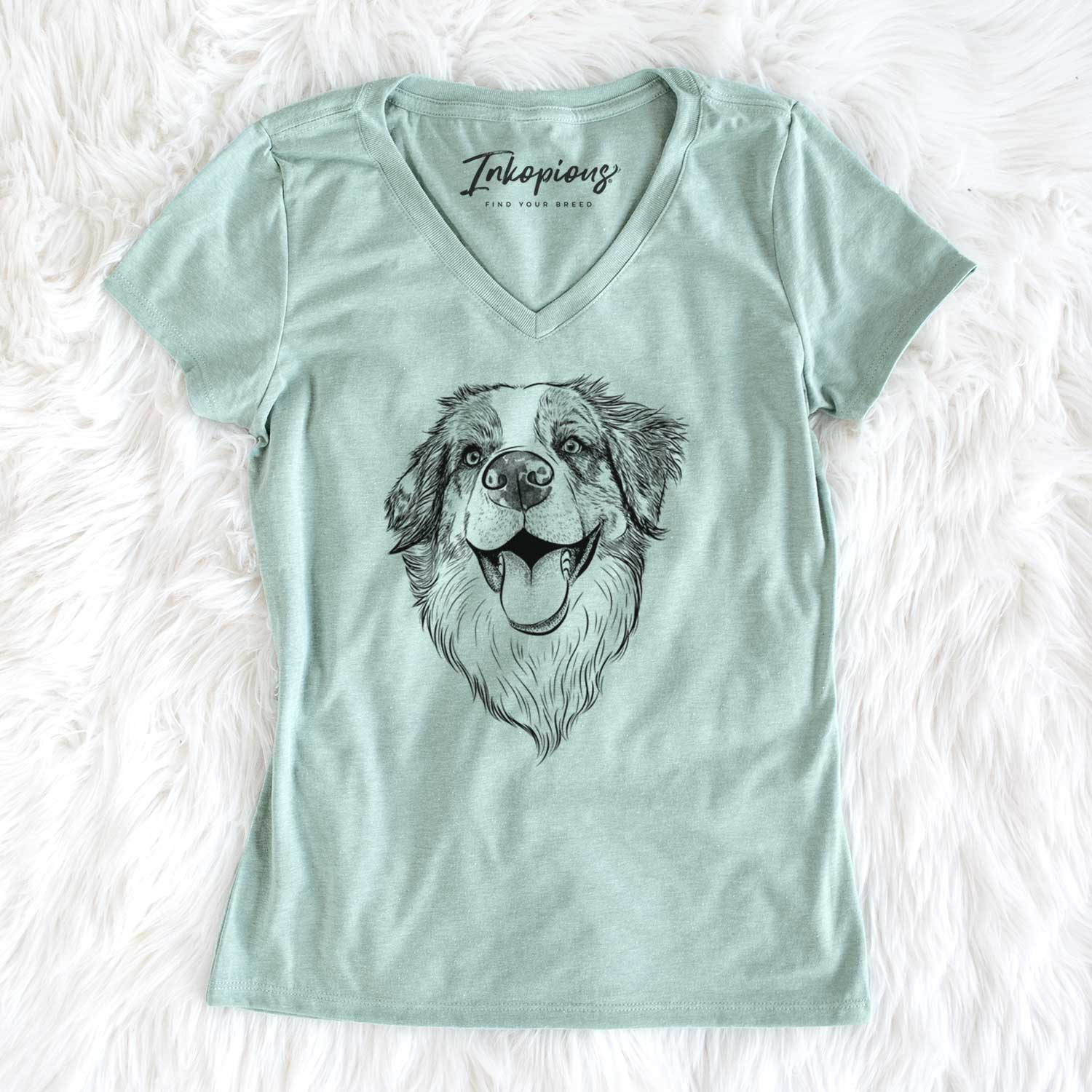 Bare Mila the Australian Shepherd - Women's V-neck Shirt