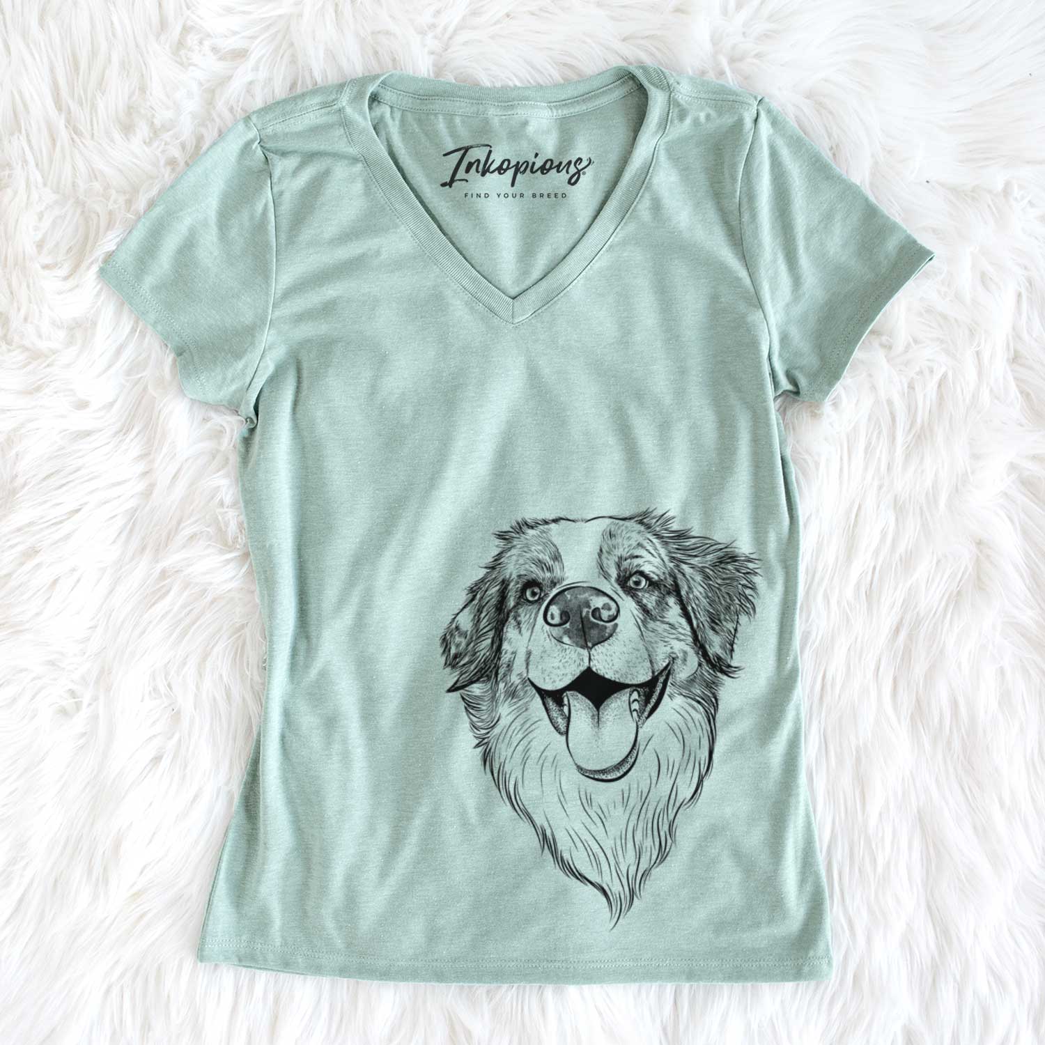 Bare Mila the Australian Shepherd - Women's V-neck Shirt