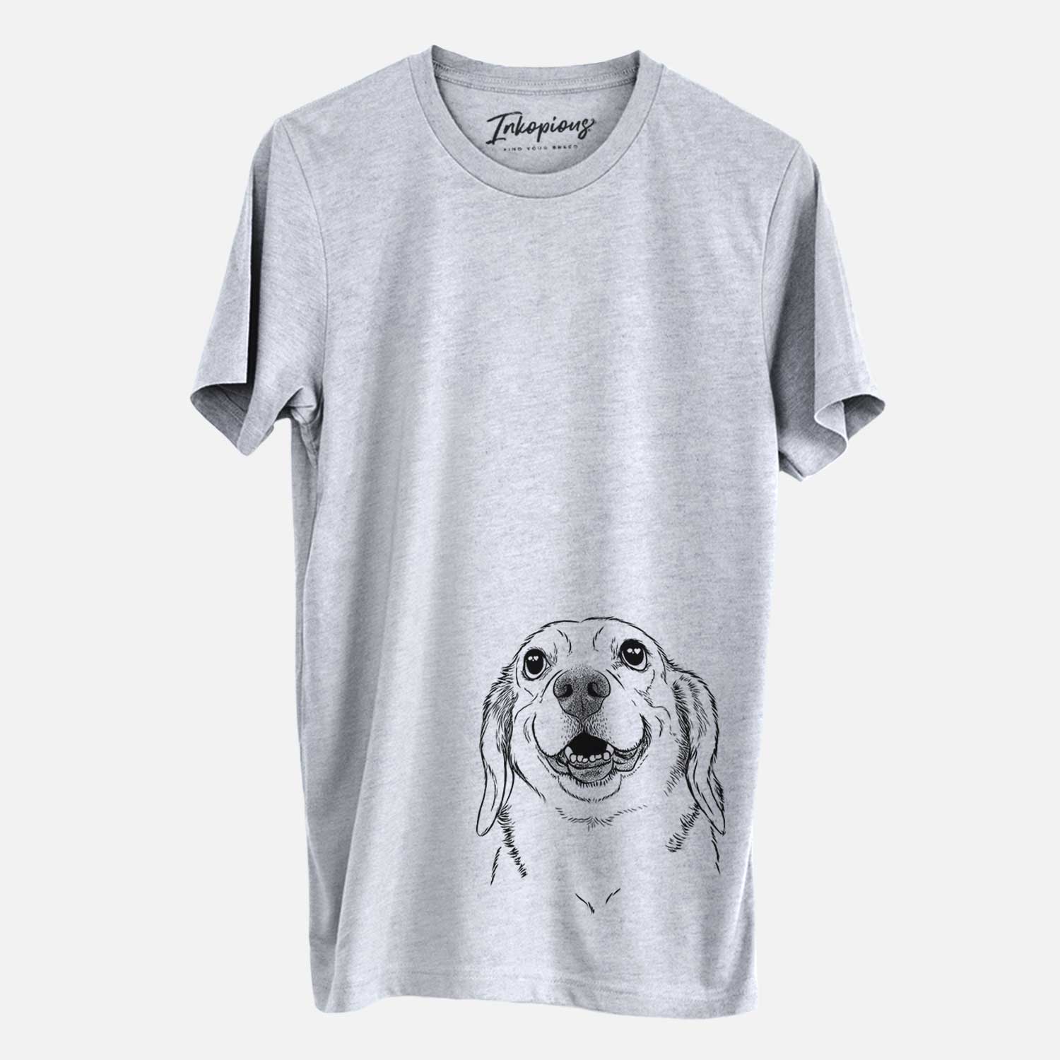 Hand-drawn sketch of Minnie the Corgle on a Grey Unisex crewneck