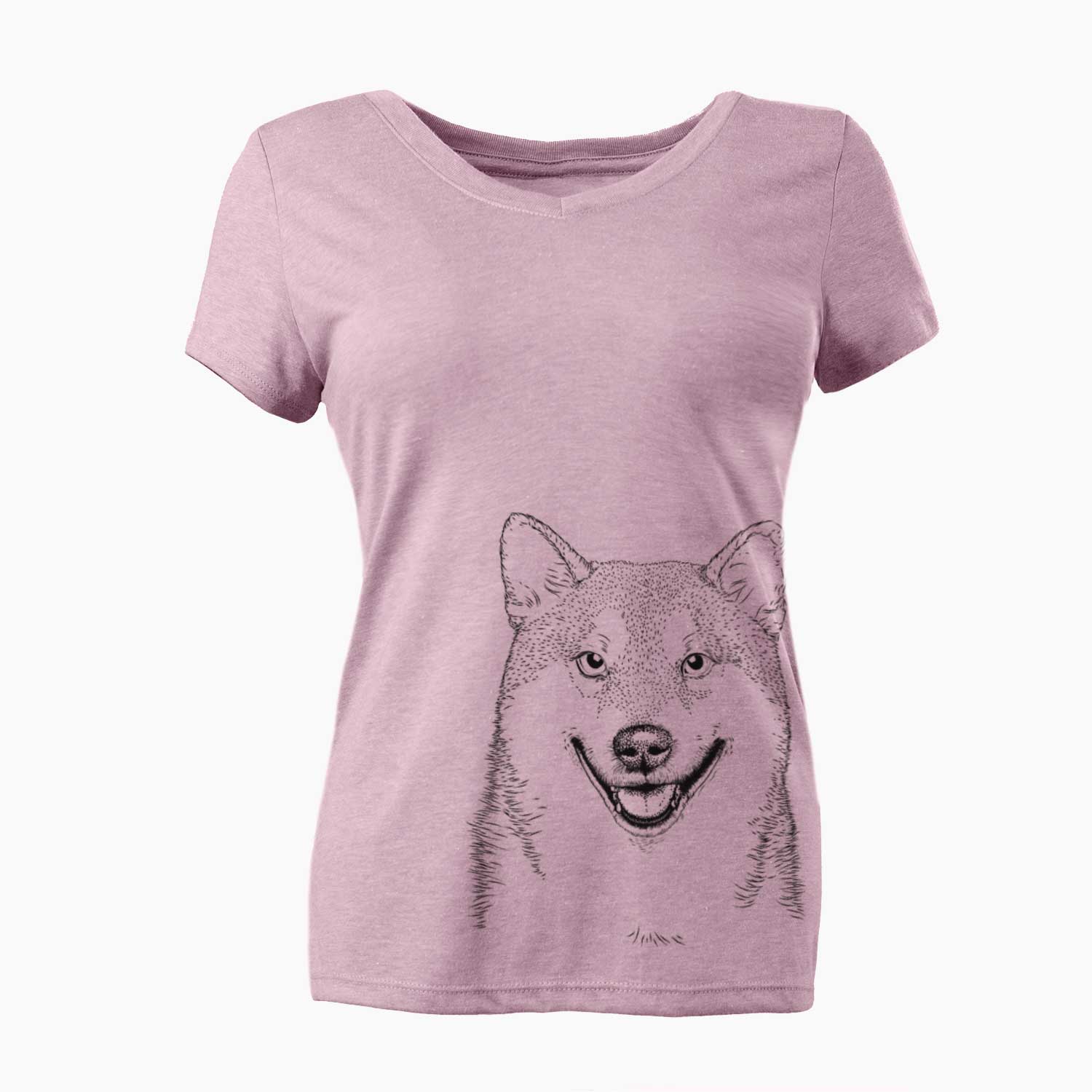 Bare Mitsu the Shiba Inu - Women's V-neck Shirt