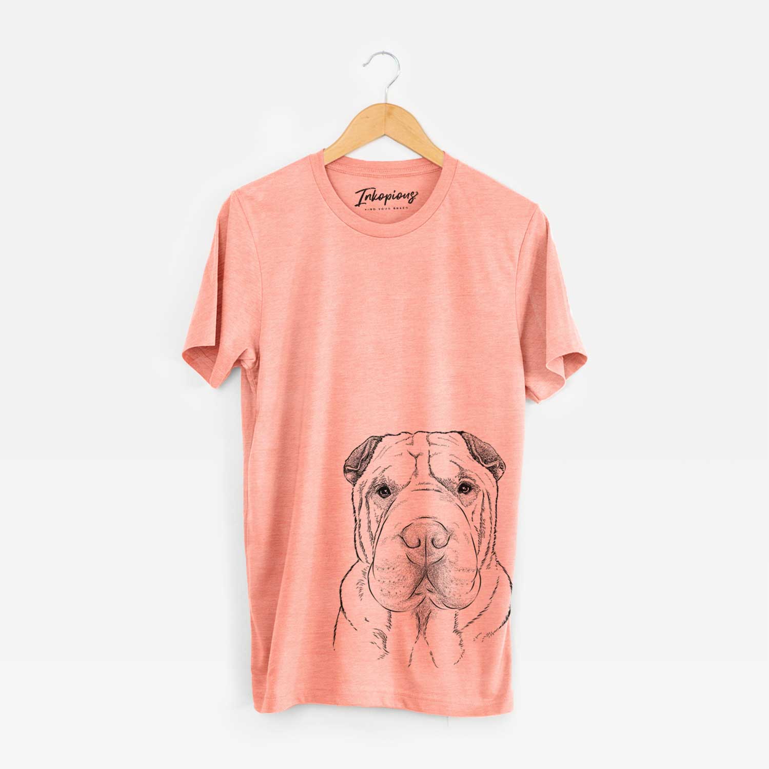 Hand-drawn sketch of Moomers the Shar Pei on a Sunset Unisex crewneck