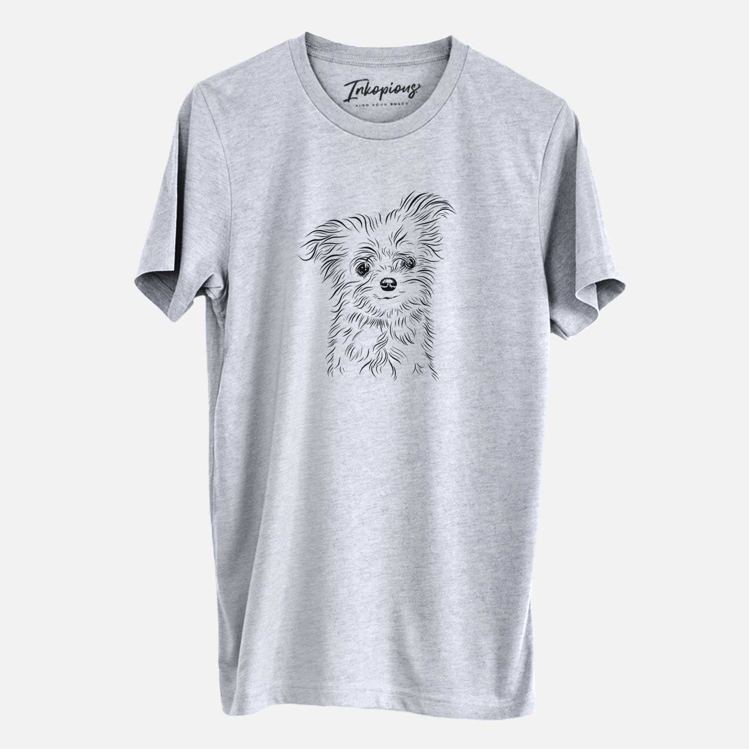 Hand-drawn sketch of Mr. Gucci Poochi the Maltese on a Grey Unisex crewneck
