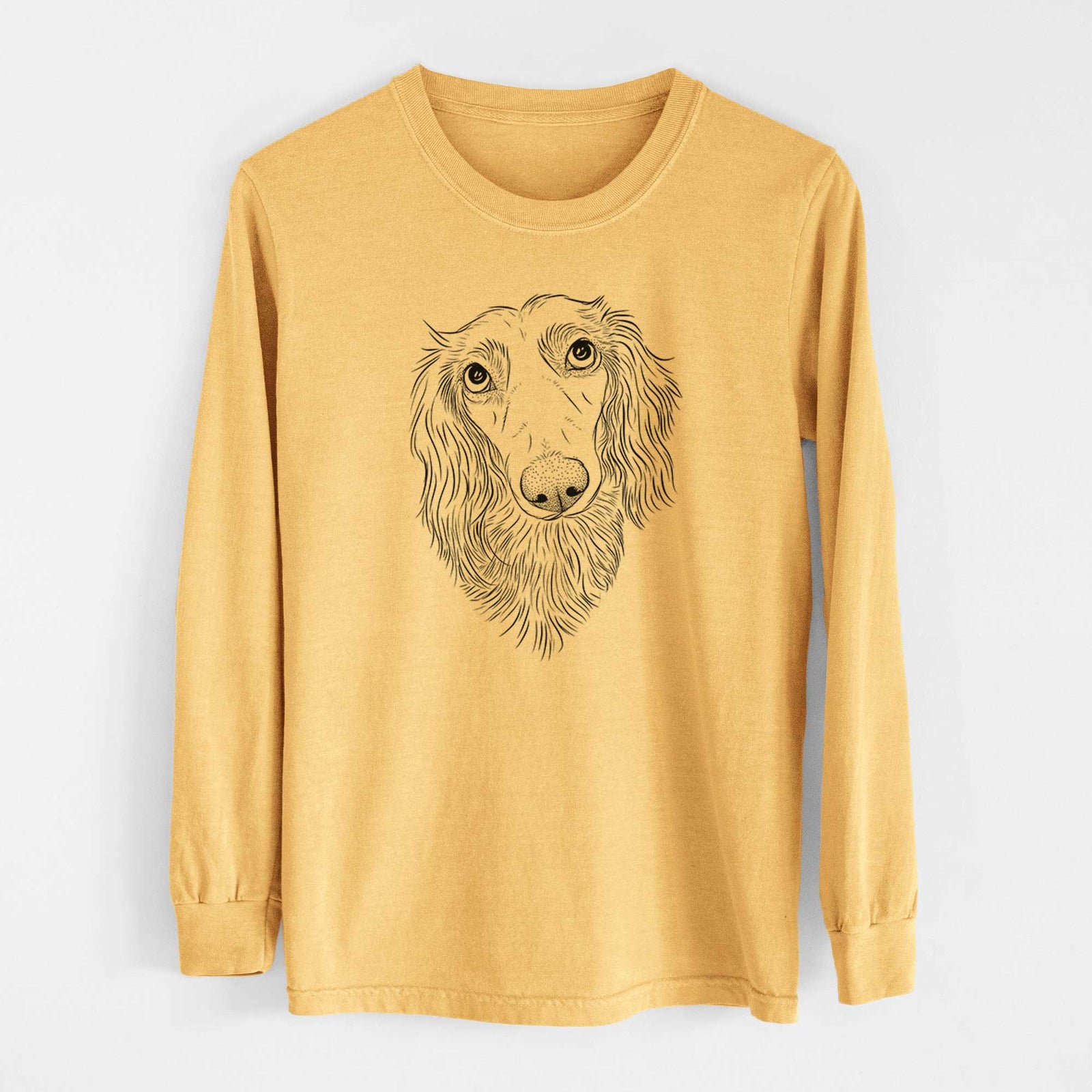 Bare Mr. Rusty the Long Haired Dachshund - Heavyweight 100% Cotton Long Sleeve