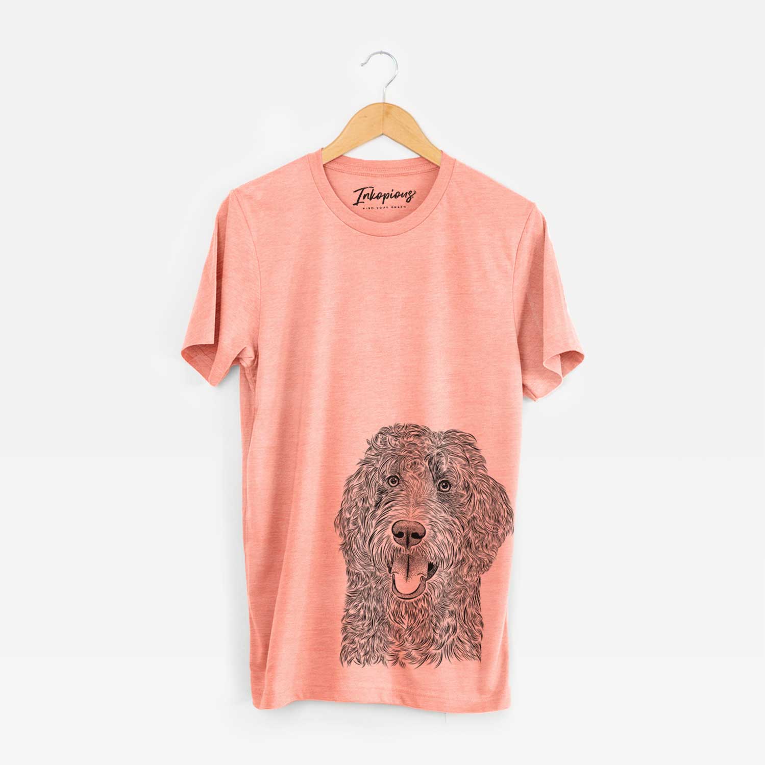 Hand-drawn sketch of Murr Dog the Labradoodle on a Sunset Unisex crewneck