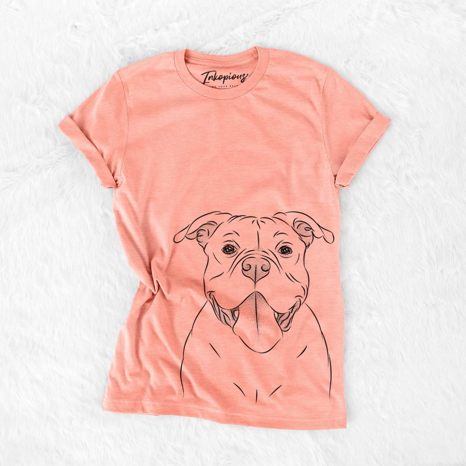 Hand-drawn sketch of Nacho the American Bully on a Sunset Bella Canvas Unisex Crewneck