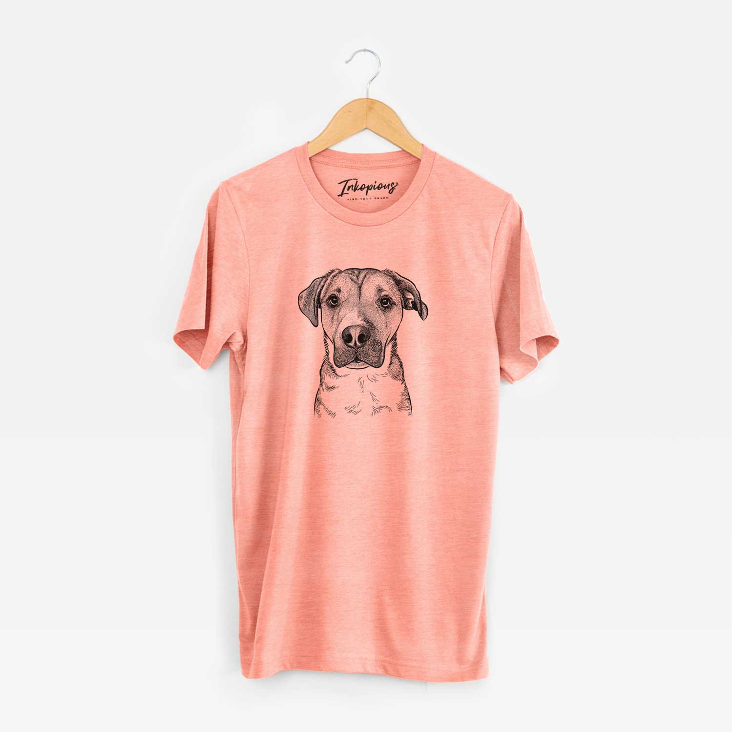 Hand-drawn sketch of Nemo the Mixed Breed on a Sunset Unisex crewneck