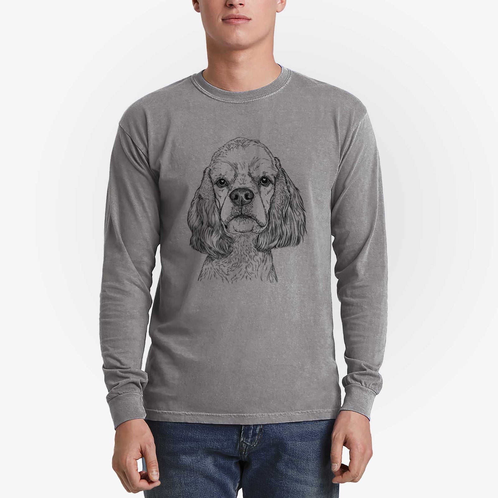 Bare Oakley the American Cocker Spaniel - Heavyweight 100% Cotton Long Sleeve