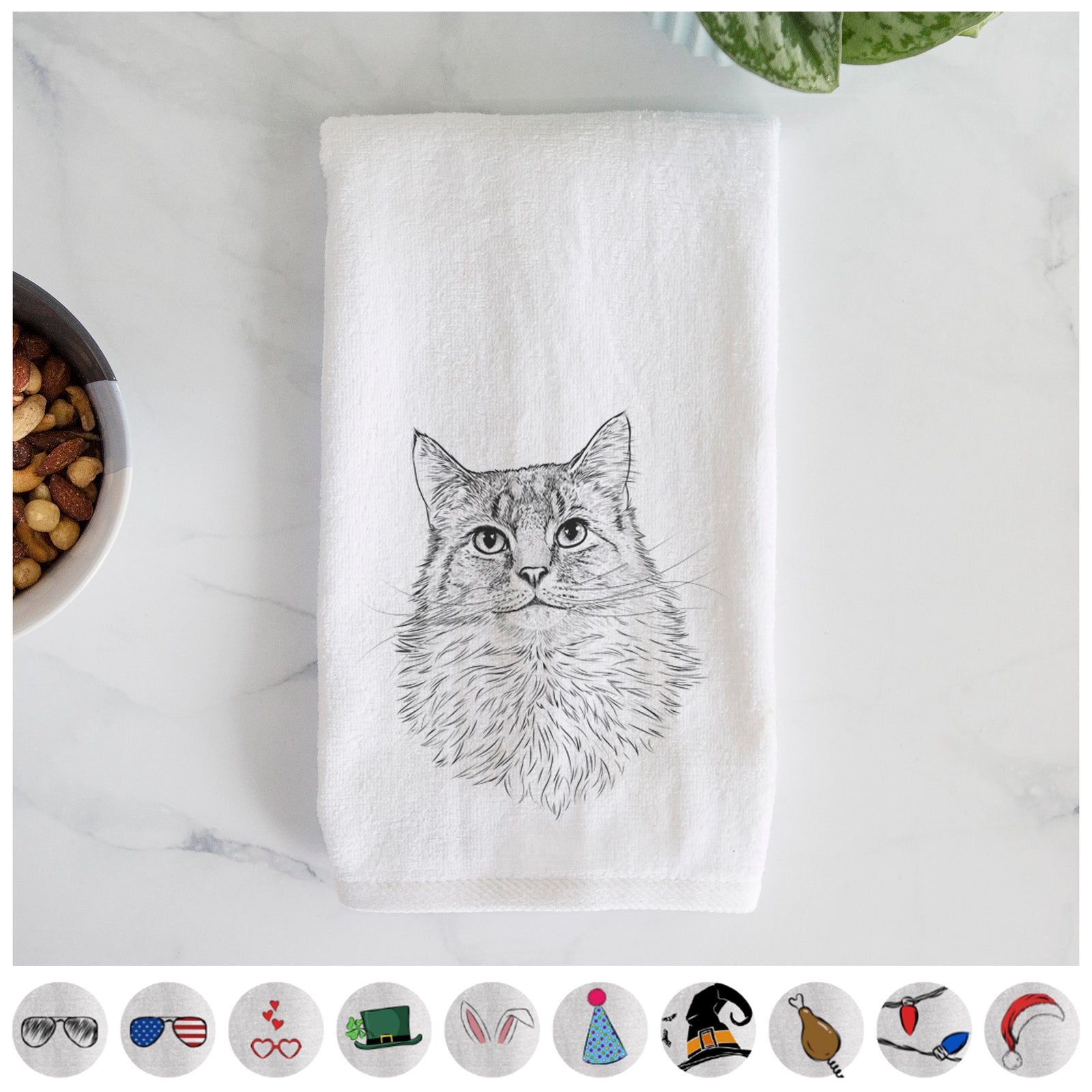 Olive the Cat Decorative Hand Towel