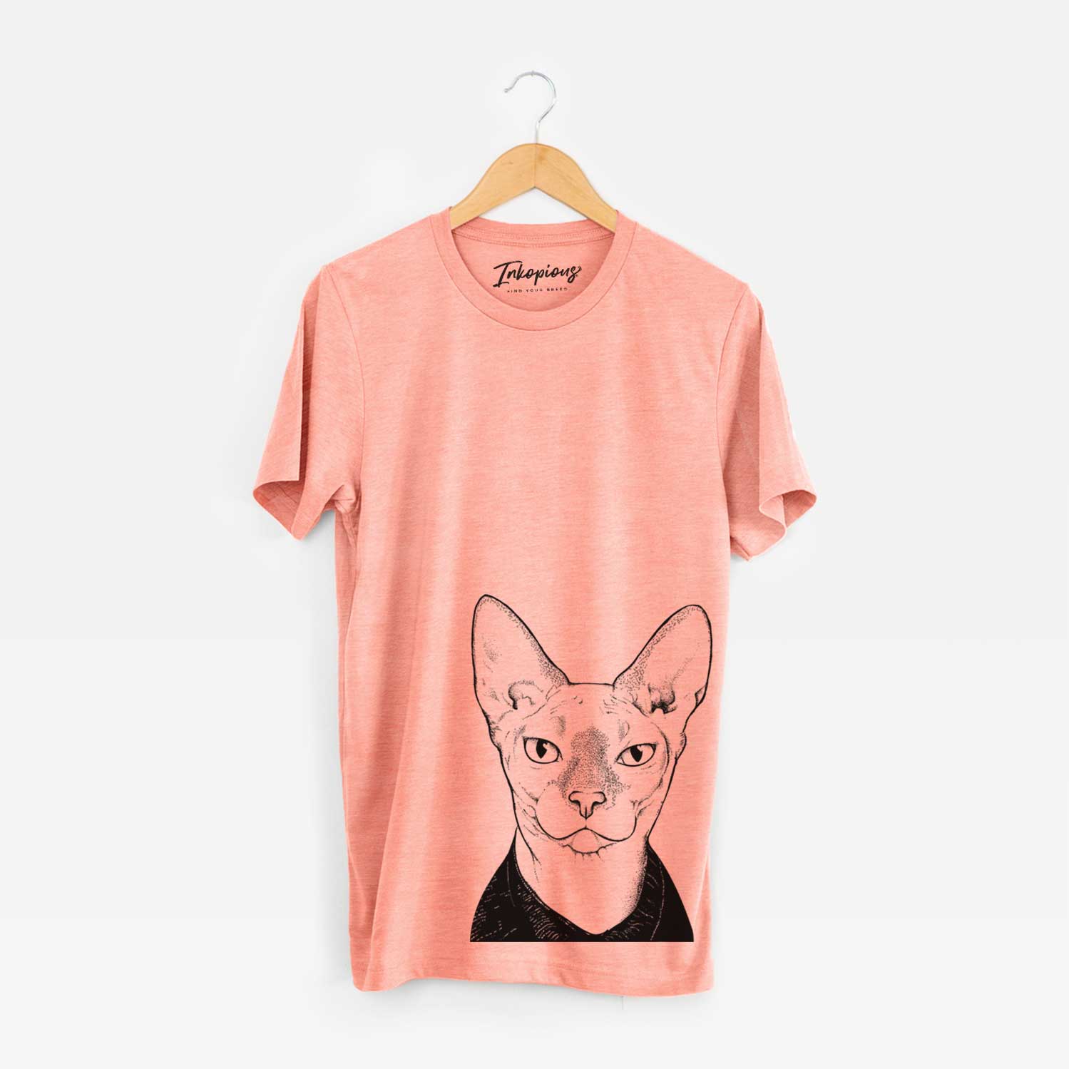 Hand-drawn sketch of Oliver Watson the Sphynx Cat on a Sunset Unisex crewneck