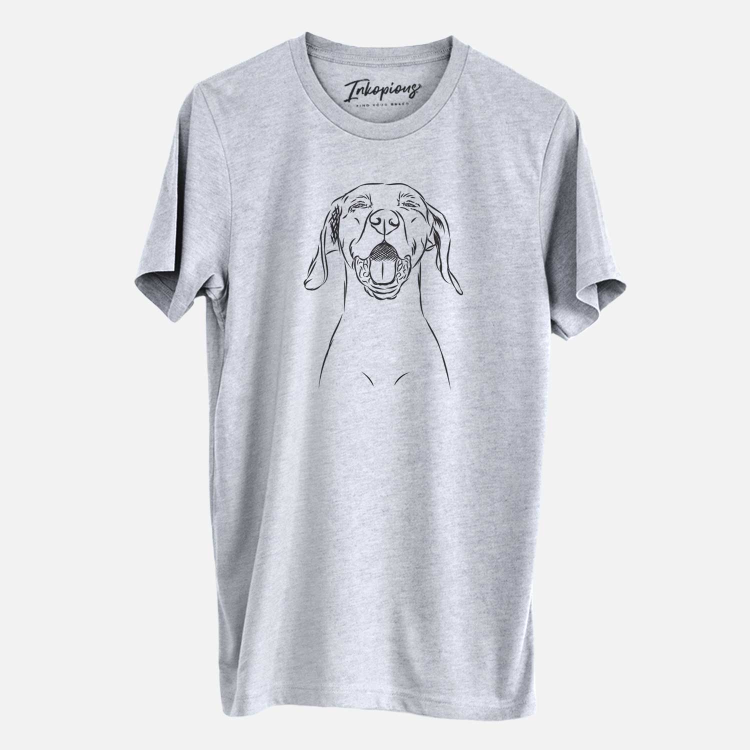 Hand-drawn sketch of Ollie the Vizsla on a Grey Unisex crewneck