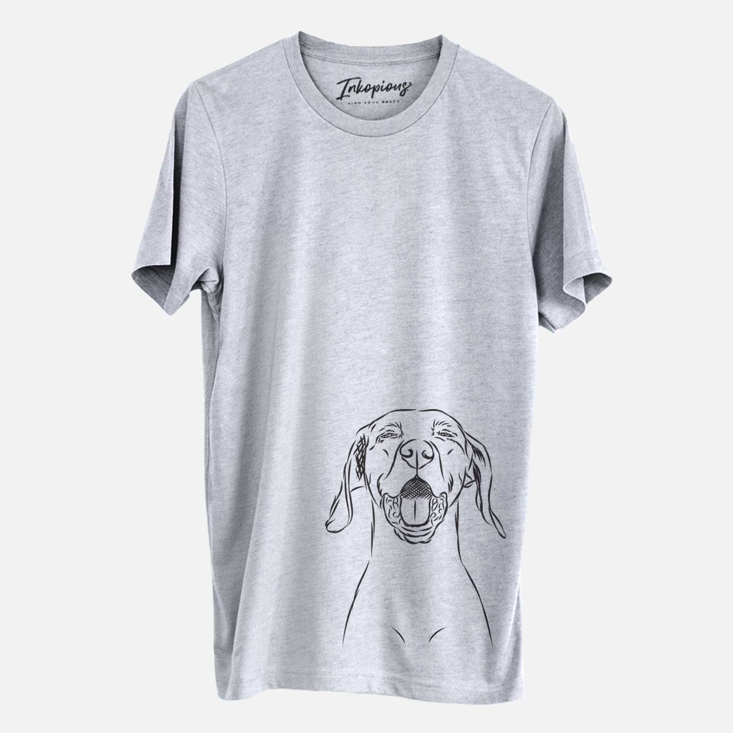Hand-drawn sketch of Ollie the Vizsla on a Grey Unisex crewneck