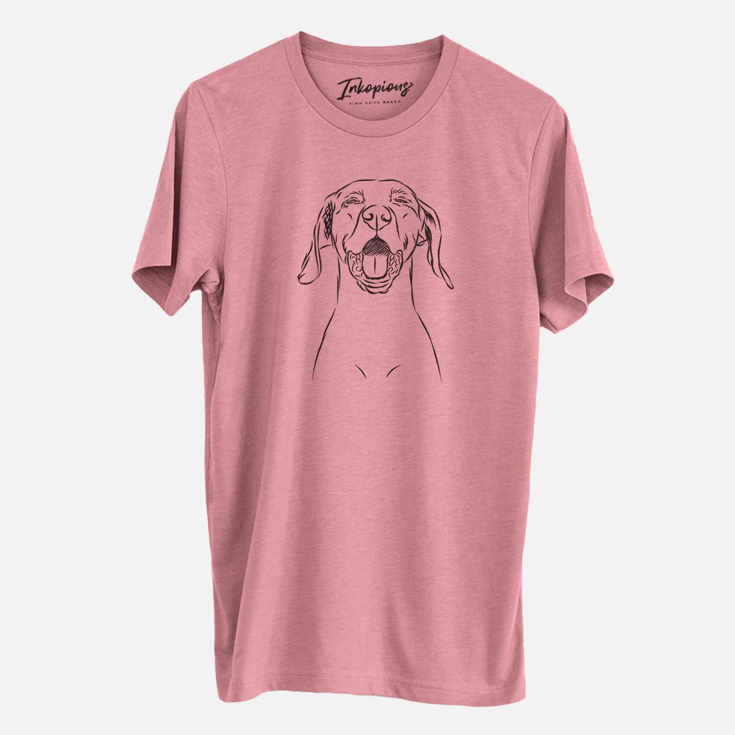 Hand-drawn sketch of Ollie the Vizsla on a Mauve Unisex crewneck