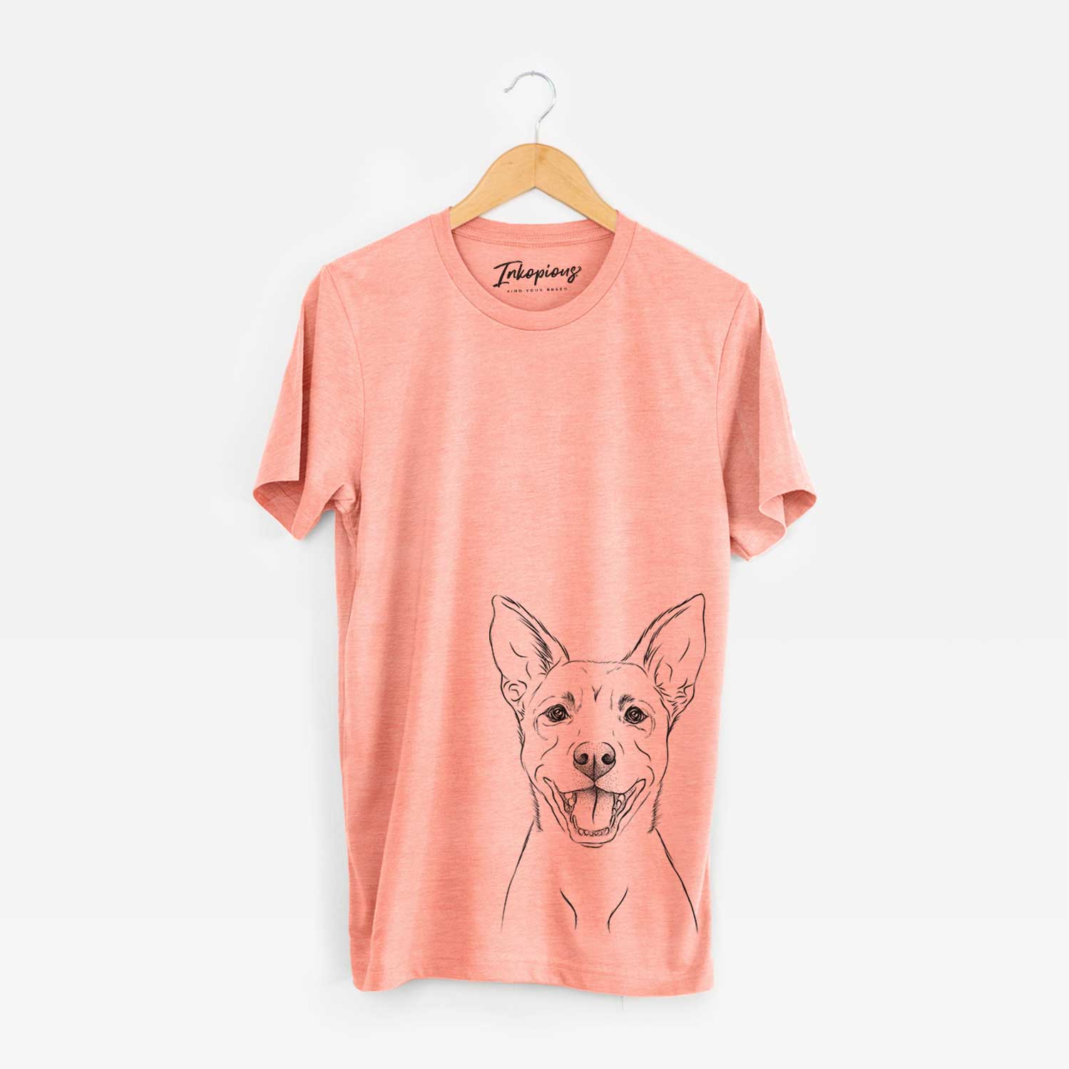 Hand-drawn sketch of Orange the Carolina Dog on a Sunset Bella Canvas Unisex Crewneck