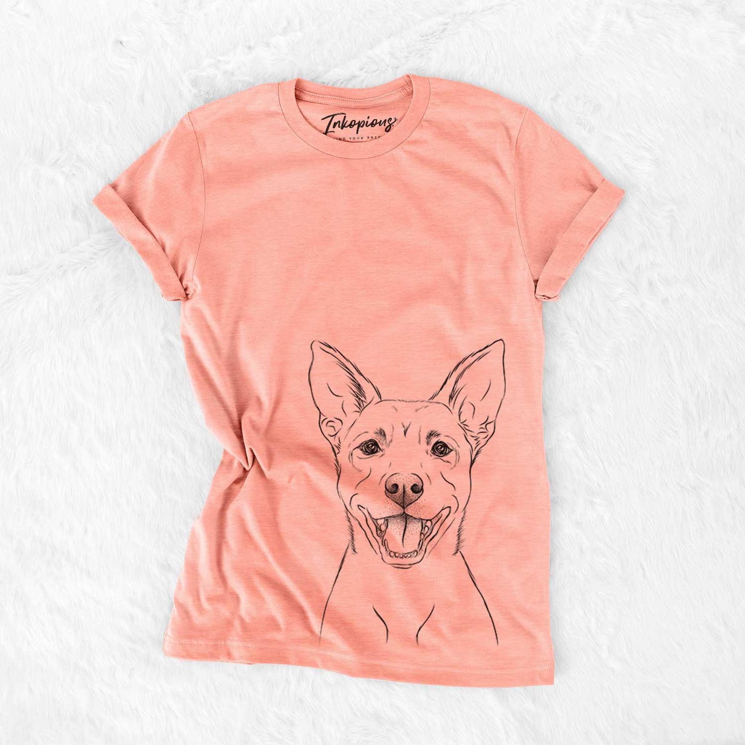 Hand-drawn sketch of Orange the Carolina Dog on a Sunset Bella Canvas Unisex Crewneck