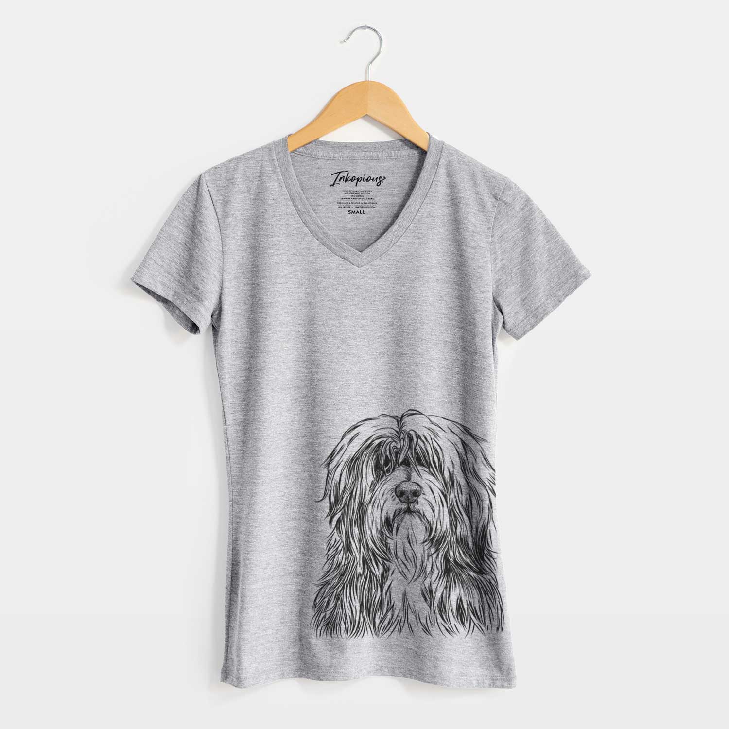 Bare Otto the Polish Lowland Sheepdog - Women's V-neck Shirt