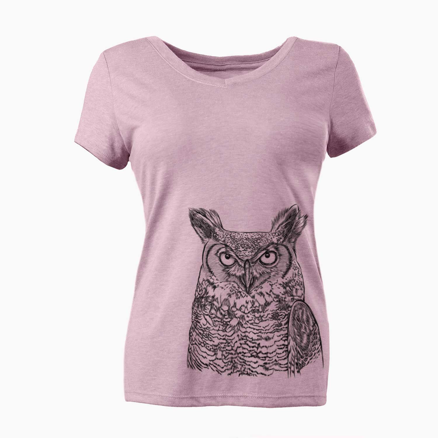 Bare Ozwald the Grey Horned Owl - Women's V-neck Shirt
