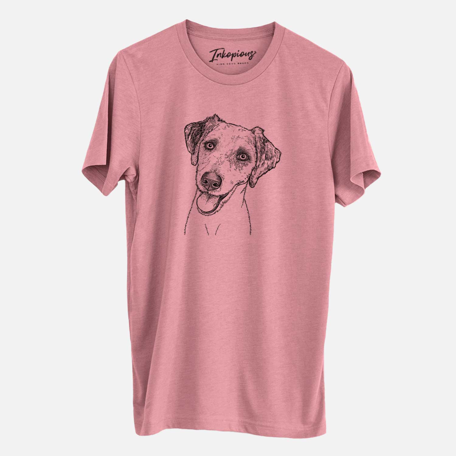 Hand-drawn sketch of Palm Palm the Aussiedoodle on a Mauve Unisex crewneck
