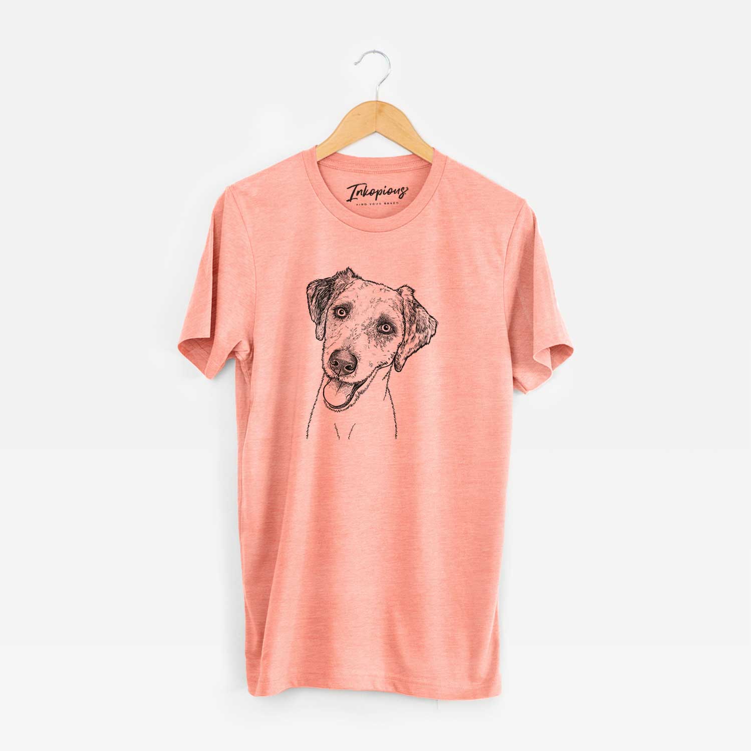 Hand-drawn sketch of Palm Palm the Aussiedoodle on a Sunset Unisex crewneck