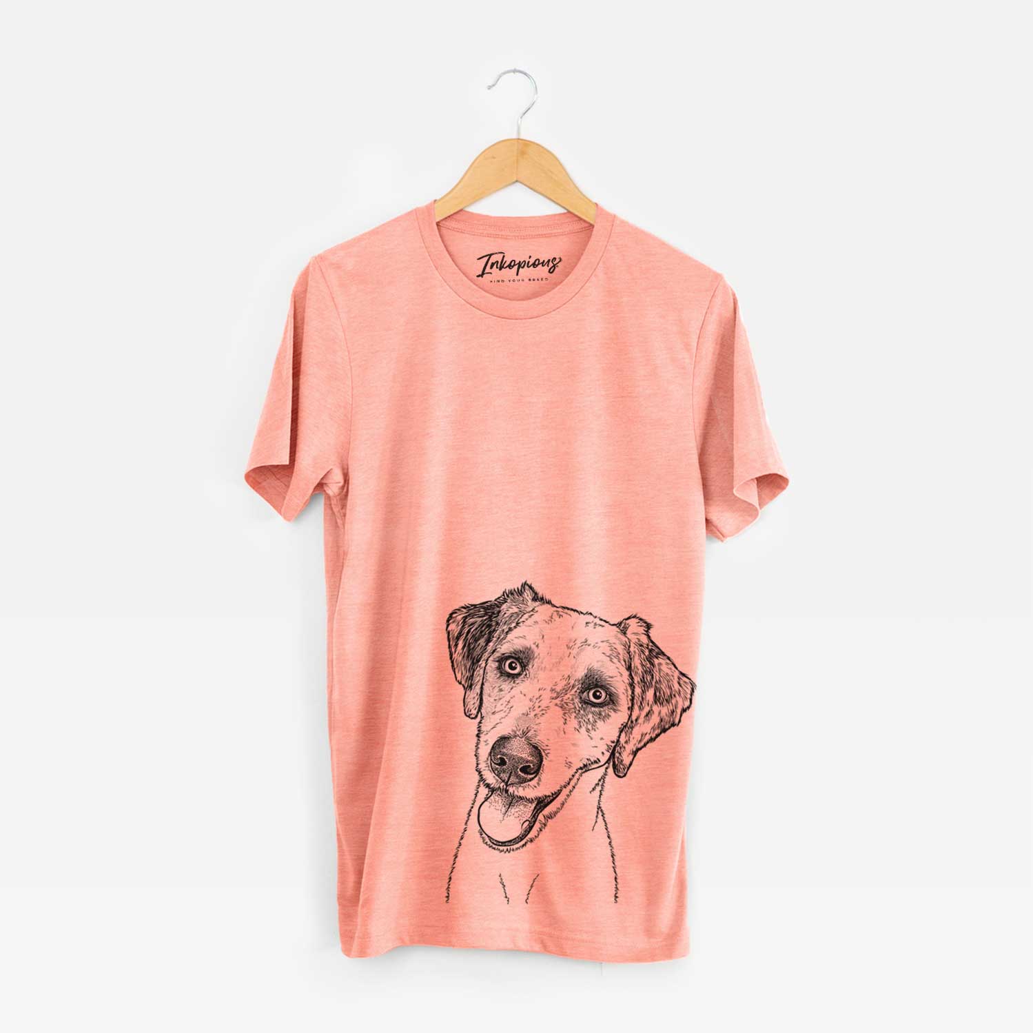 Hand-drawn sketch of Palm Palm the Aussiedoodle on a Sunset Unisex crewneck