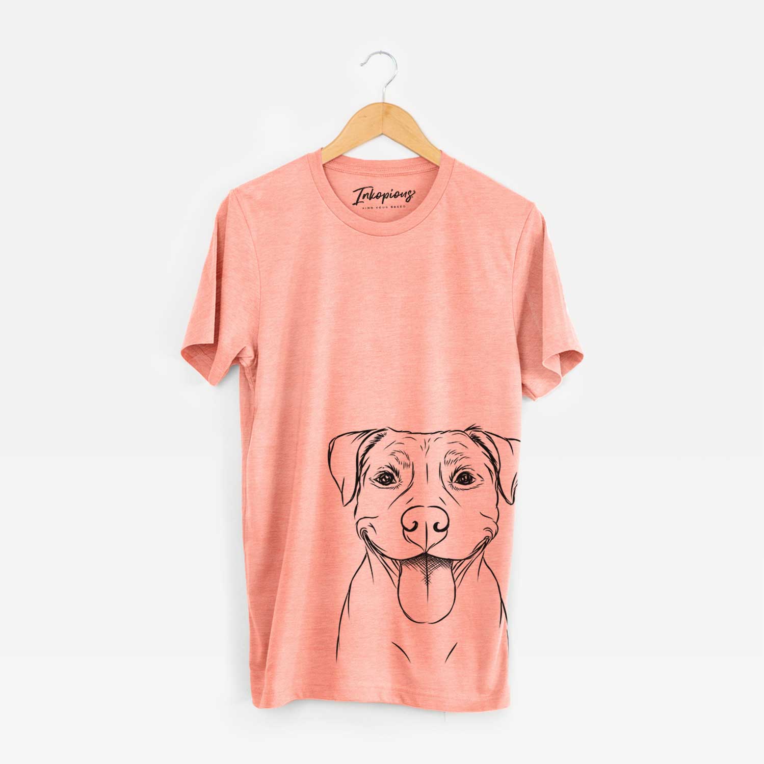 Hand-drawn sketch of Parker the Pitbull on a Sunset Bella Canvas Unisex Crewneck
