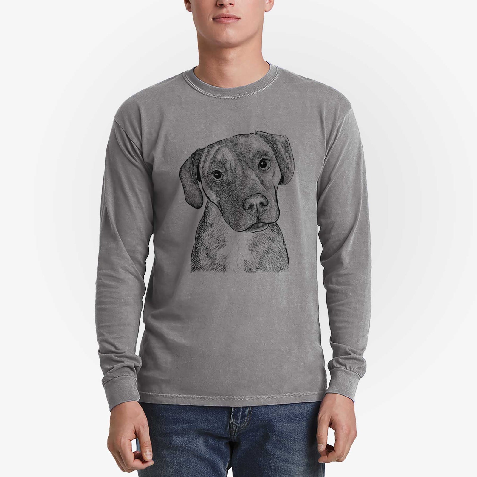Bare Peyton Manning the Beagle Bulldog Mix - Heavyweight 100% Cotton Long Sleeve