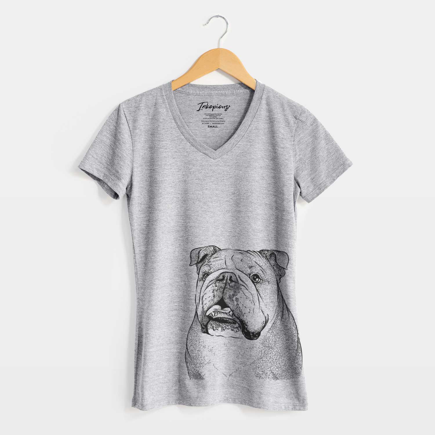 Bare Piggy the English Bulldog - Women's V-neck Shirt