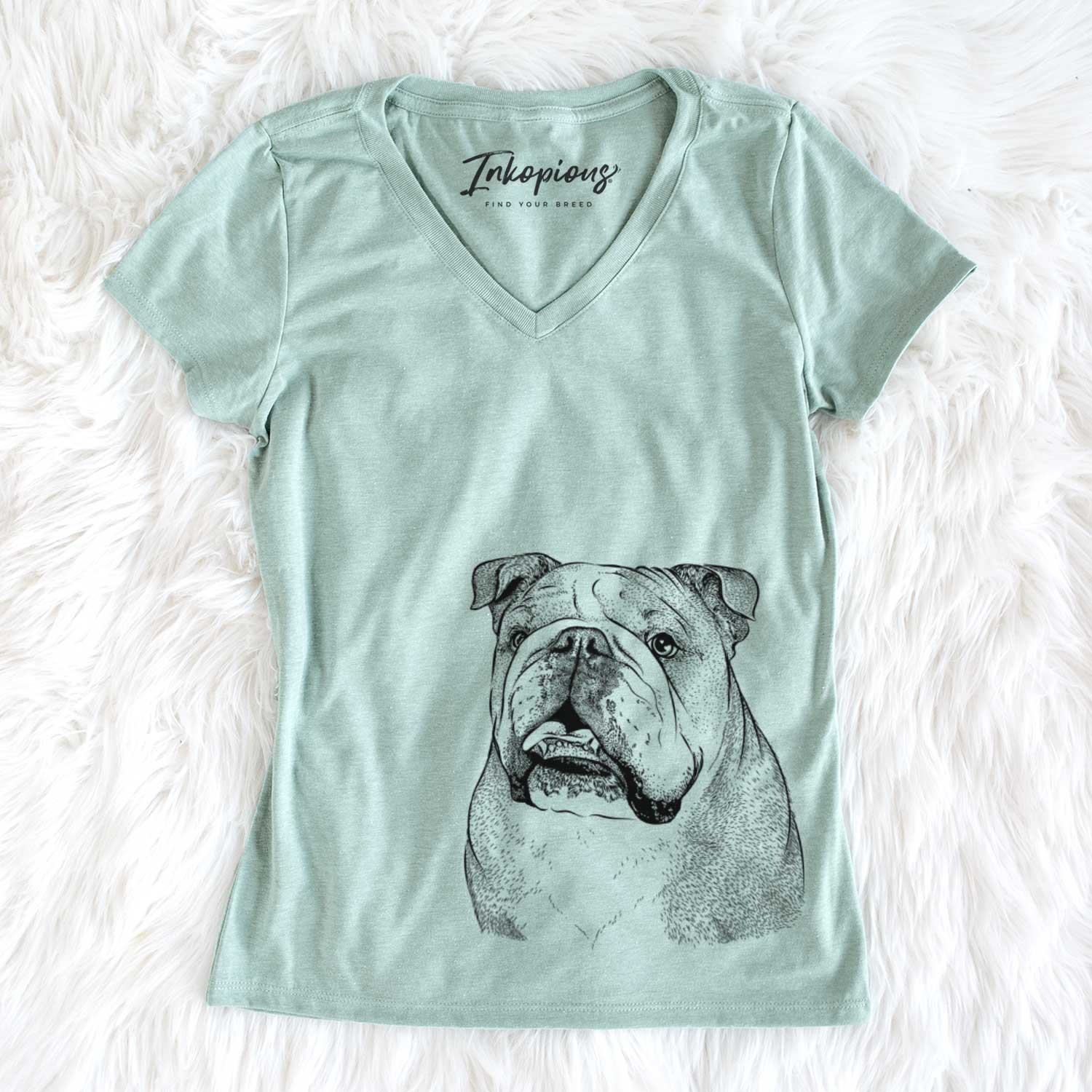 Bare Piggy the English Bulldog - Women's V-neck Shirt