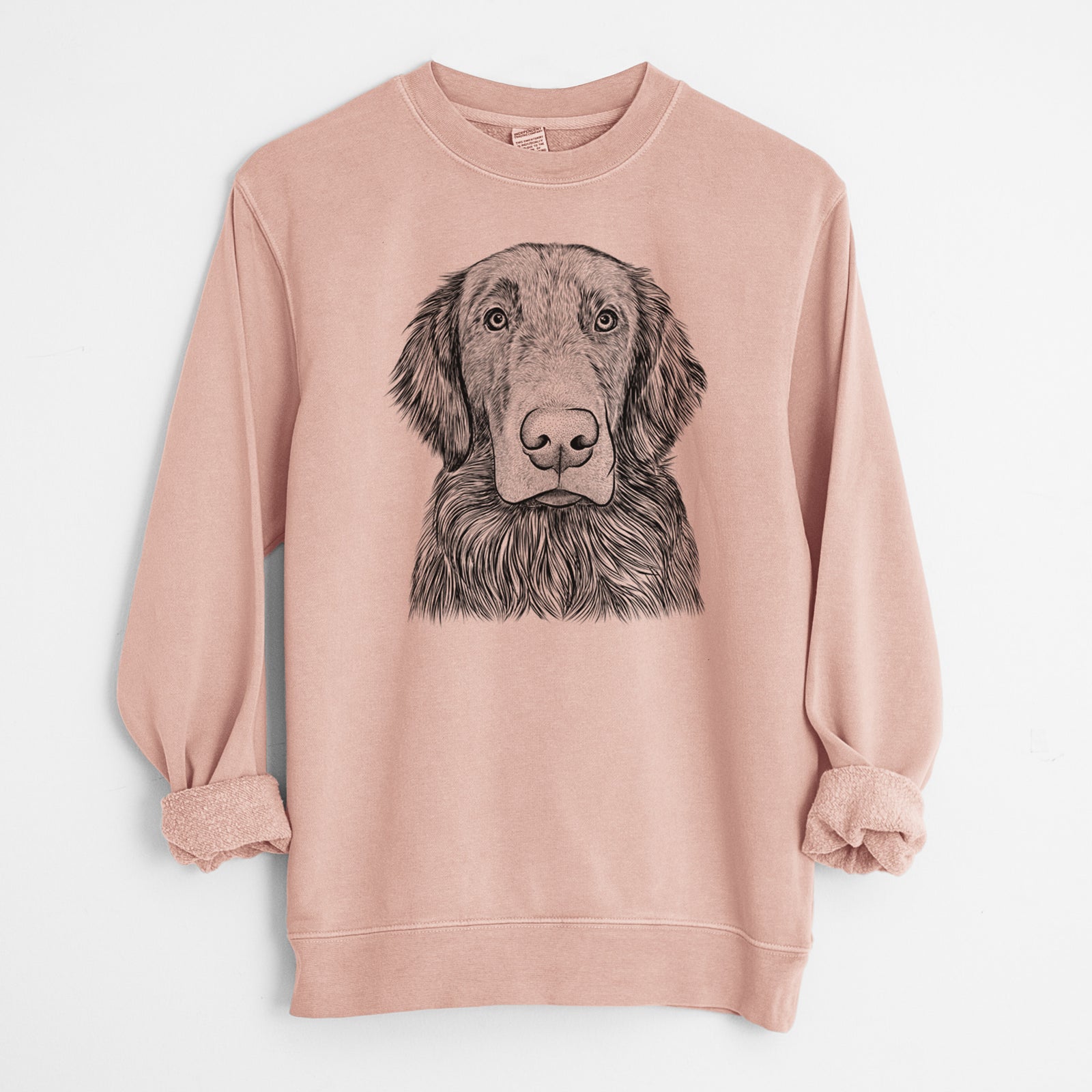 Bare Pippin the Flat Coated Retriever - Unisex Pigment Dyed Crew Sweatshirt