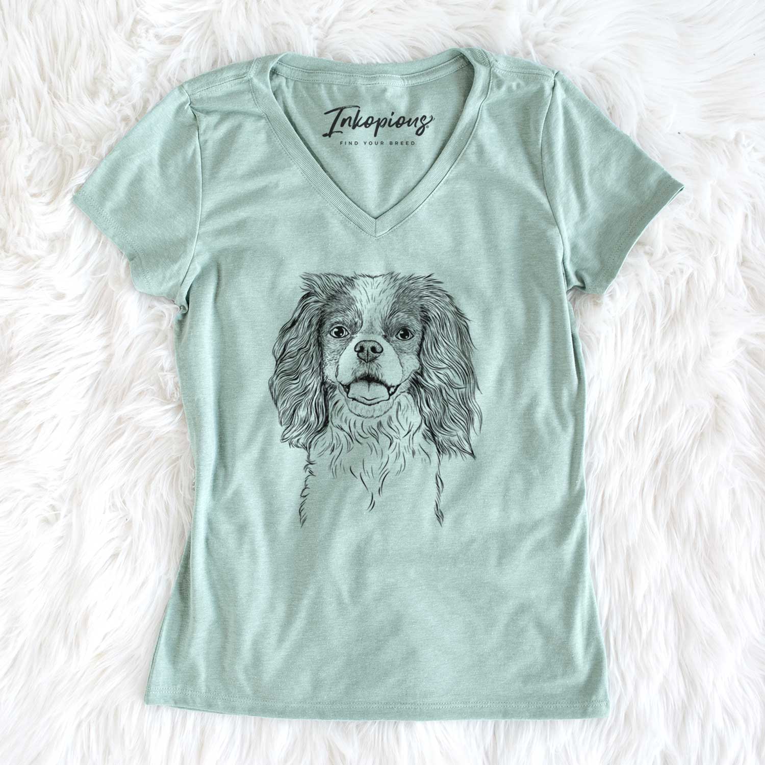 Bare Poppy the Cavalier King Charles Spaniel - Women's V-neck Shirt