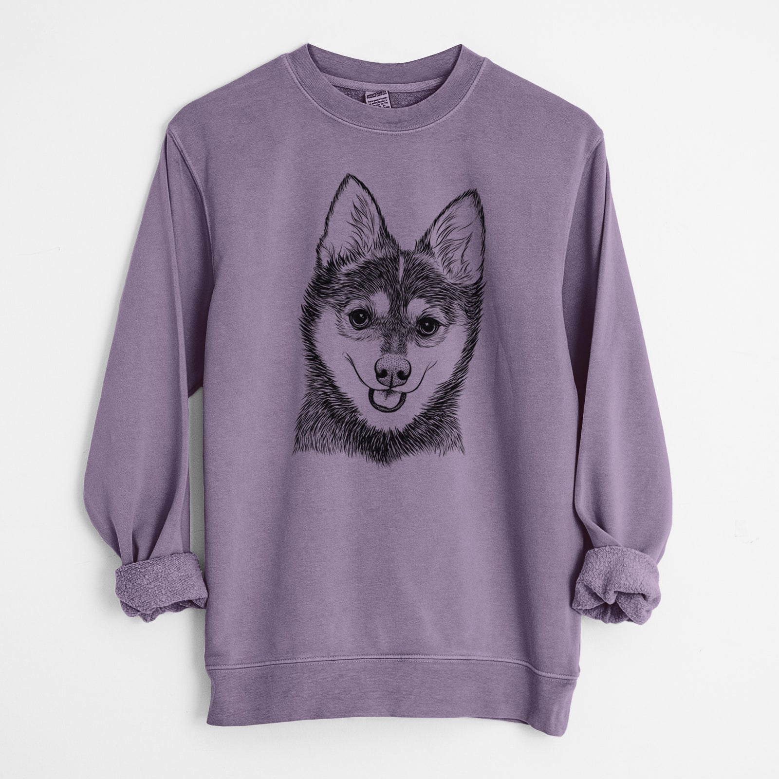 Bare Posey the Alaskan Klee Kai - Unisex Pigment Dyed Crew Sweatshirt