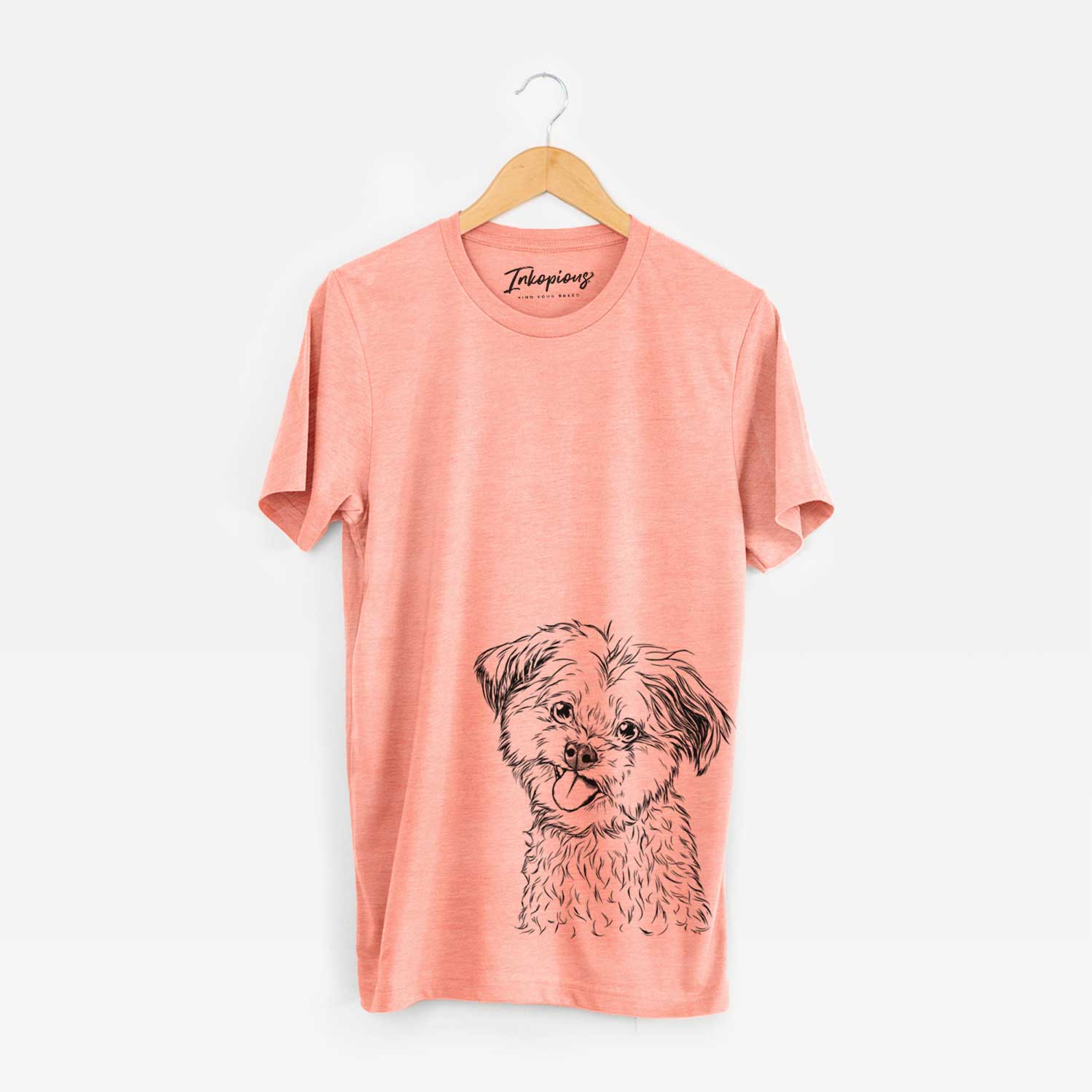 Hand-drawn sketch of Puff the Malshi on a Sunset Unisex crewneck