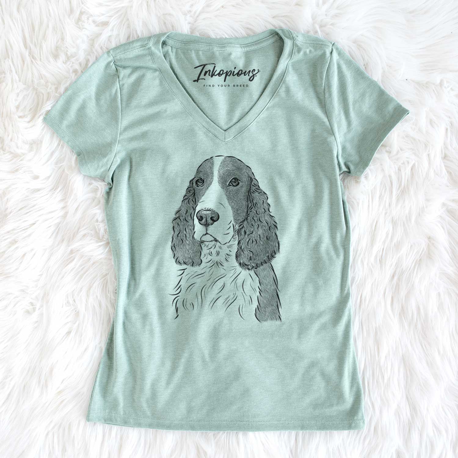 Bare Quincy the English Springer Spaniel - Women's V-neck Shirt