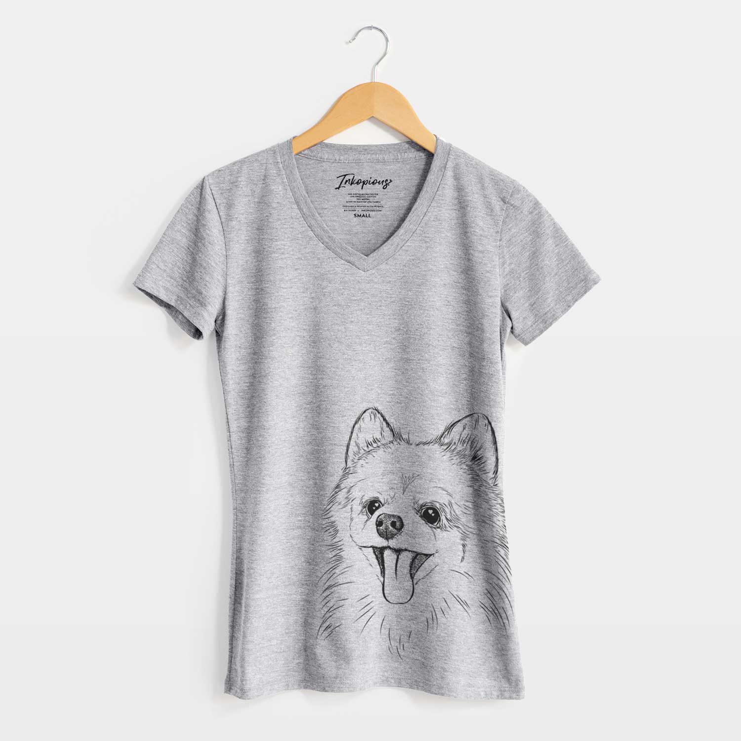 Bare Quinn the Pomeranian - Women's V-neck Shirt