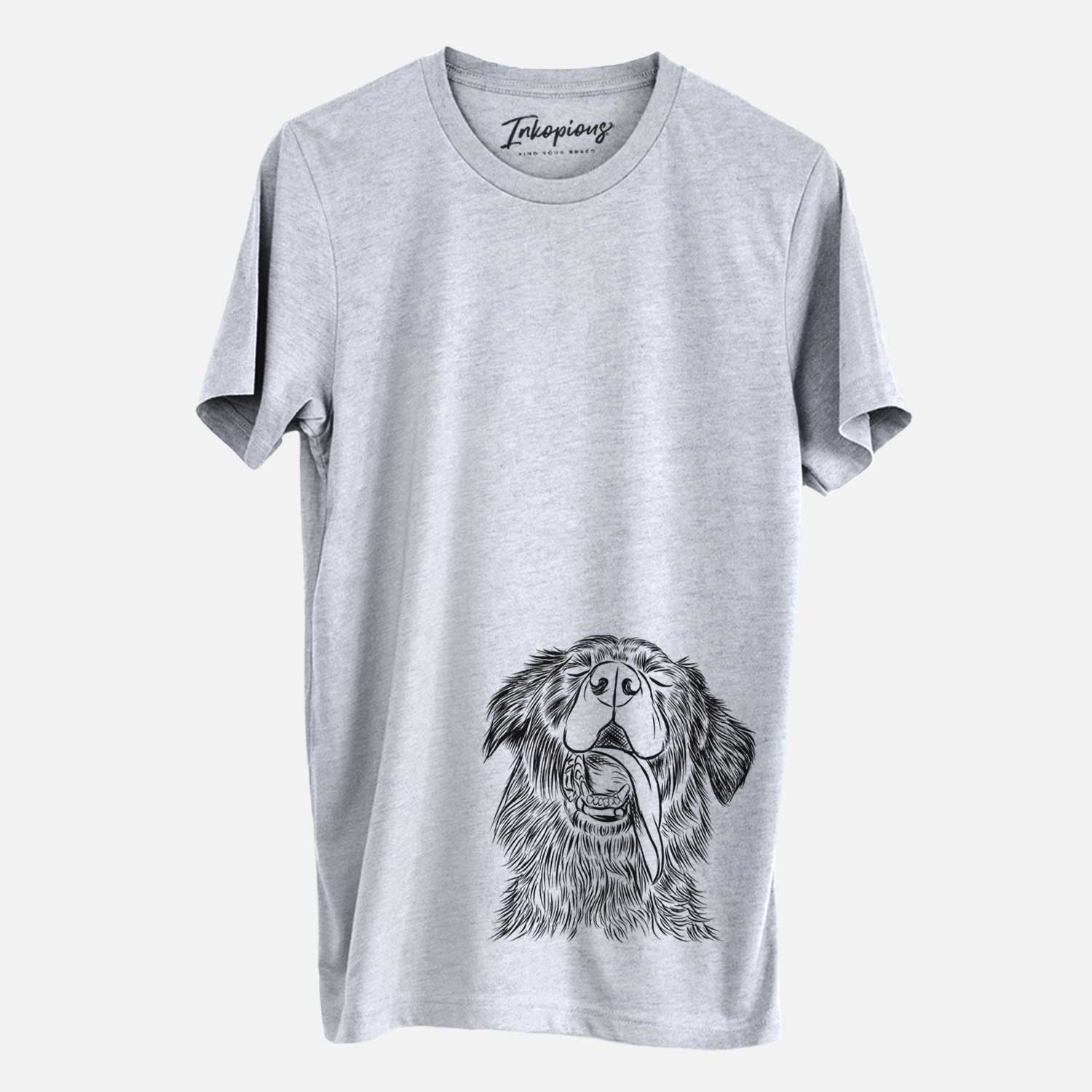 Hand-drawn sketch of Quint the Mixed Breed on a Grey Unisex crewneck