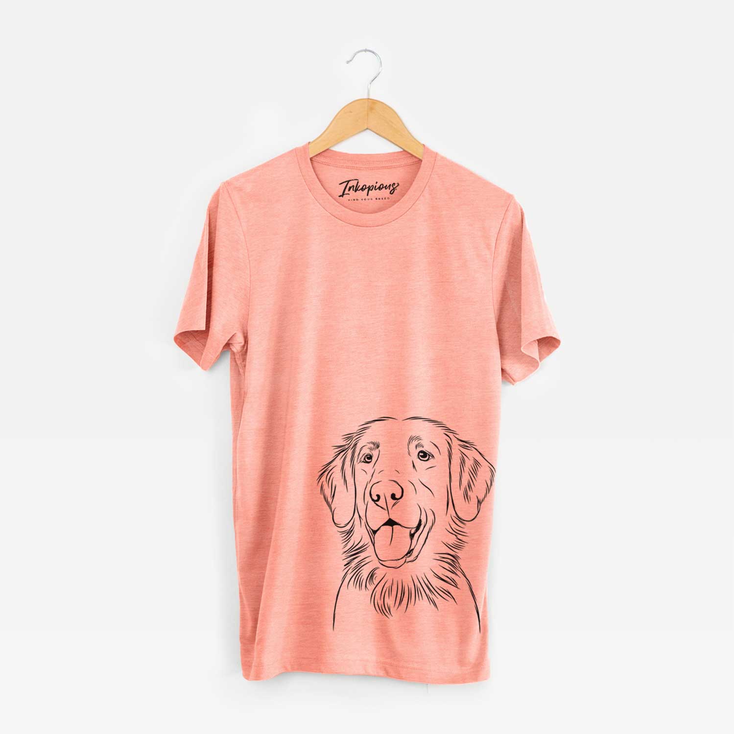 Hand-drawn sketch of Raisin the Flat Coated Retriever on a Sunset Unisex crewneck