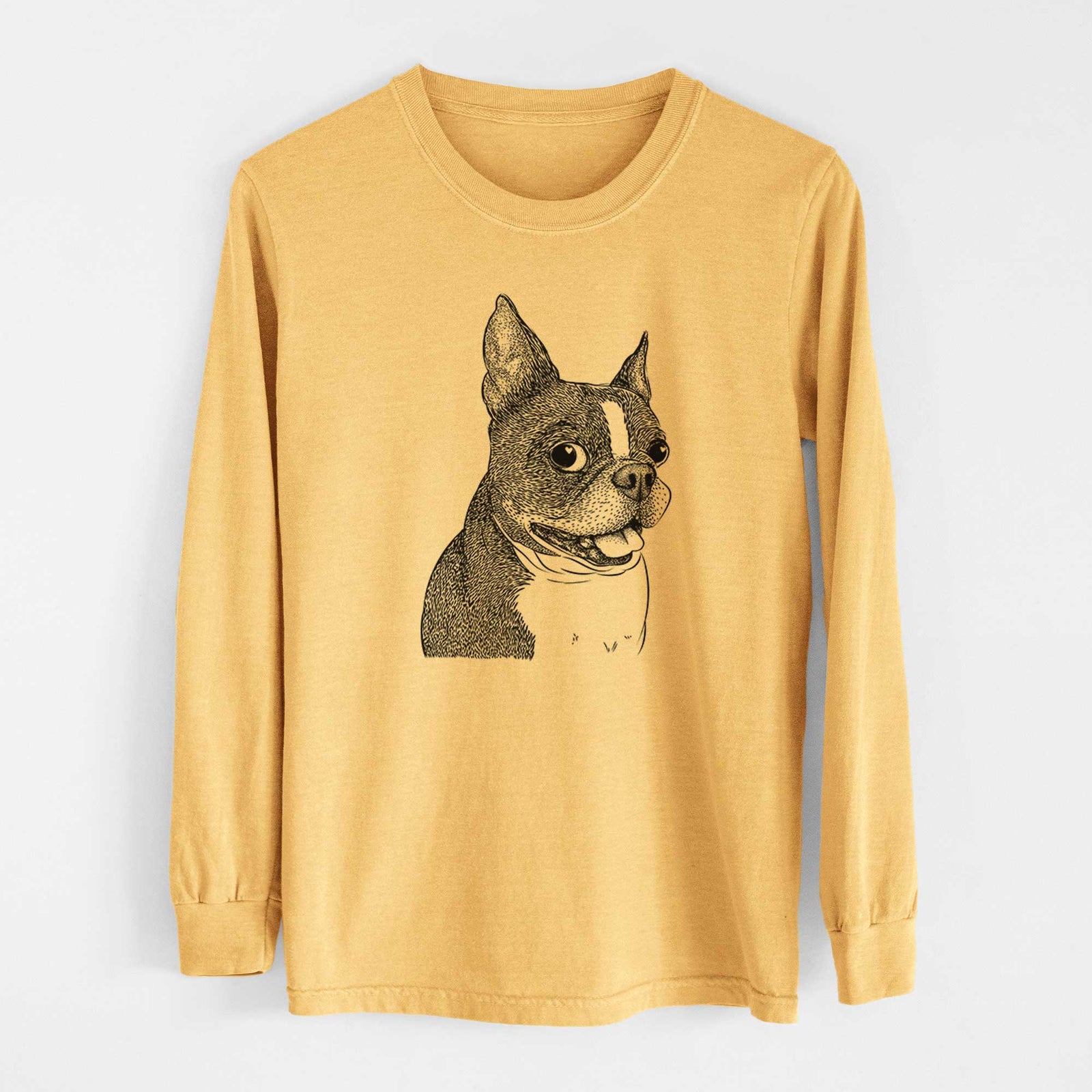 Bare Ralphie the Boston Terrier - Heavyweight 100% Cotton Long Sleeve