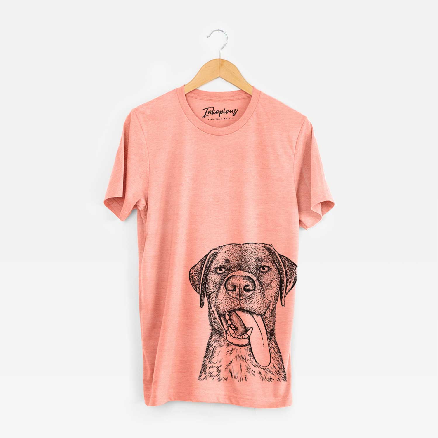 Hand-drawn sketch of Reese the Mixed Breed on a Sunset Bella Canvas Unisex Crewneck
