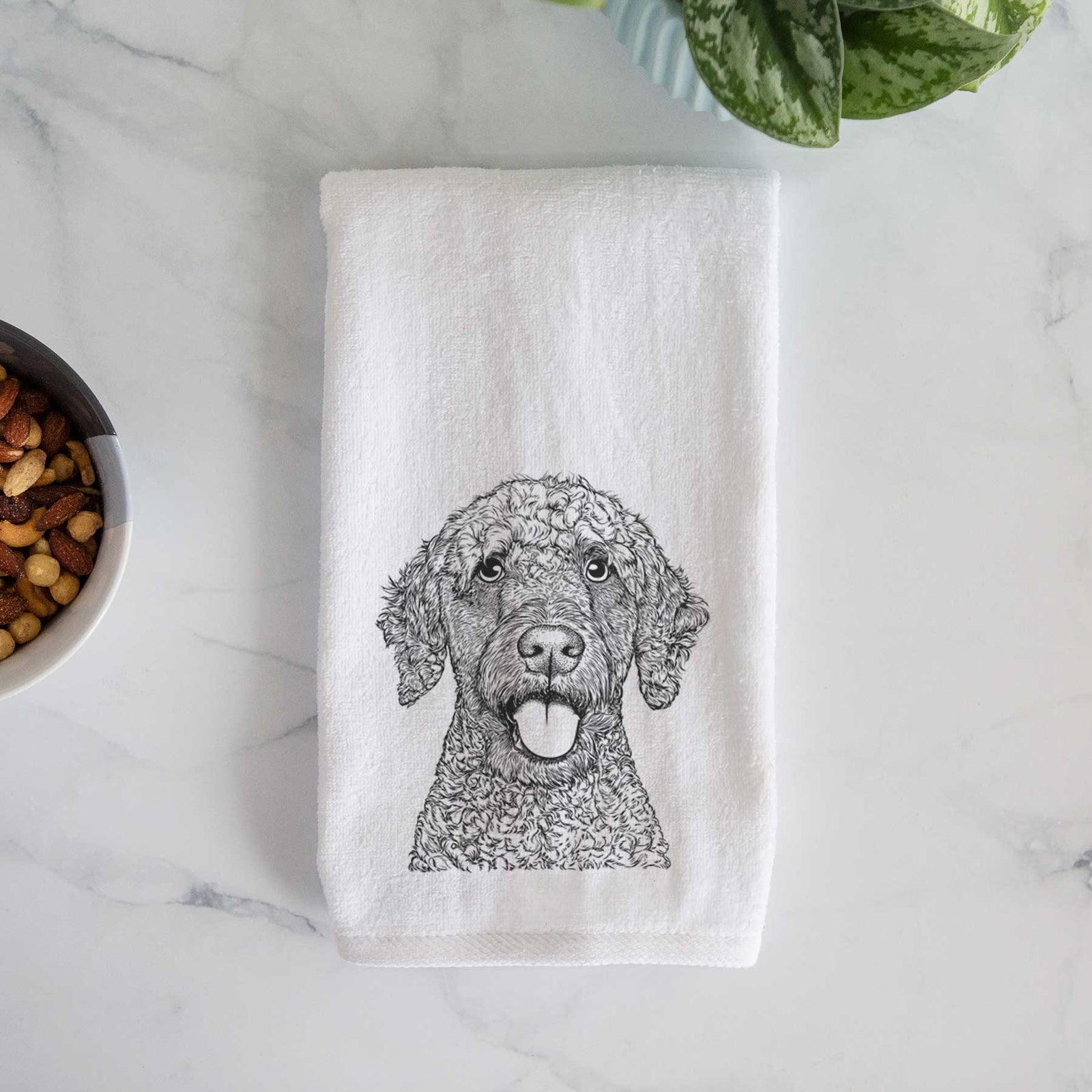 Reina the Spanish Water Dog Decorative Hand Towel