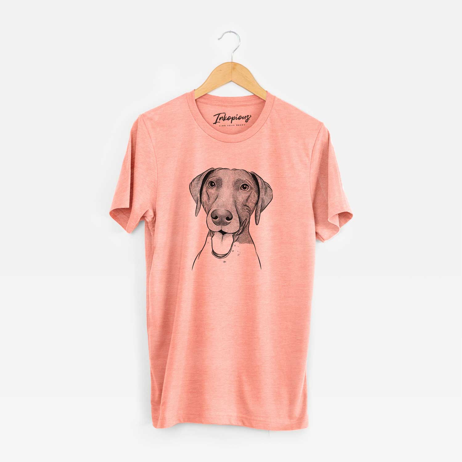 Hand-drawn sketch of Remi the German Shorthaired Pointer on a Sunset Unisex crewneck