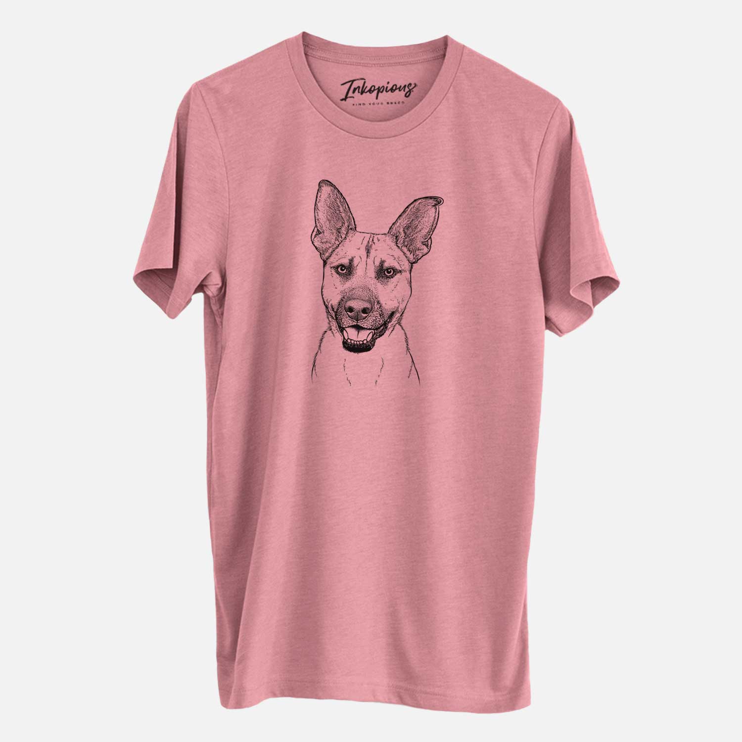 Hand-drawn sketch of Remus the German Shepherd Mix on a Mauve Unisex crewneck