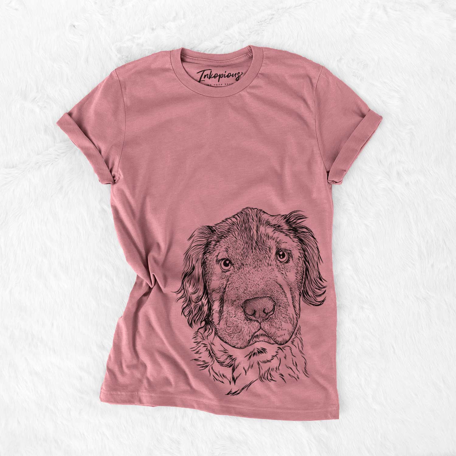 Hand-drawn sketch of Rex the Mini Hippo on a Mauve Bella Canvas Unisex Crewneck