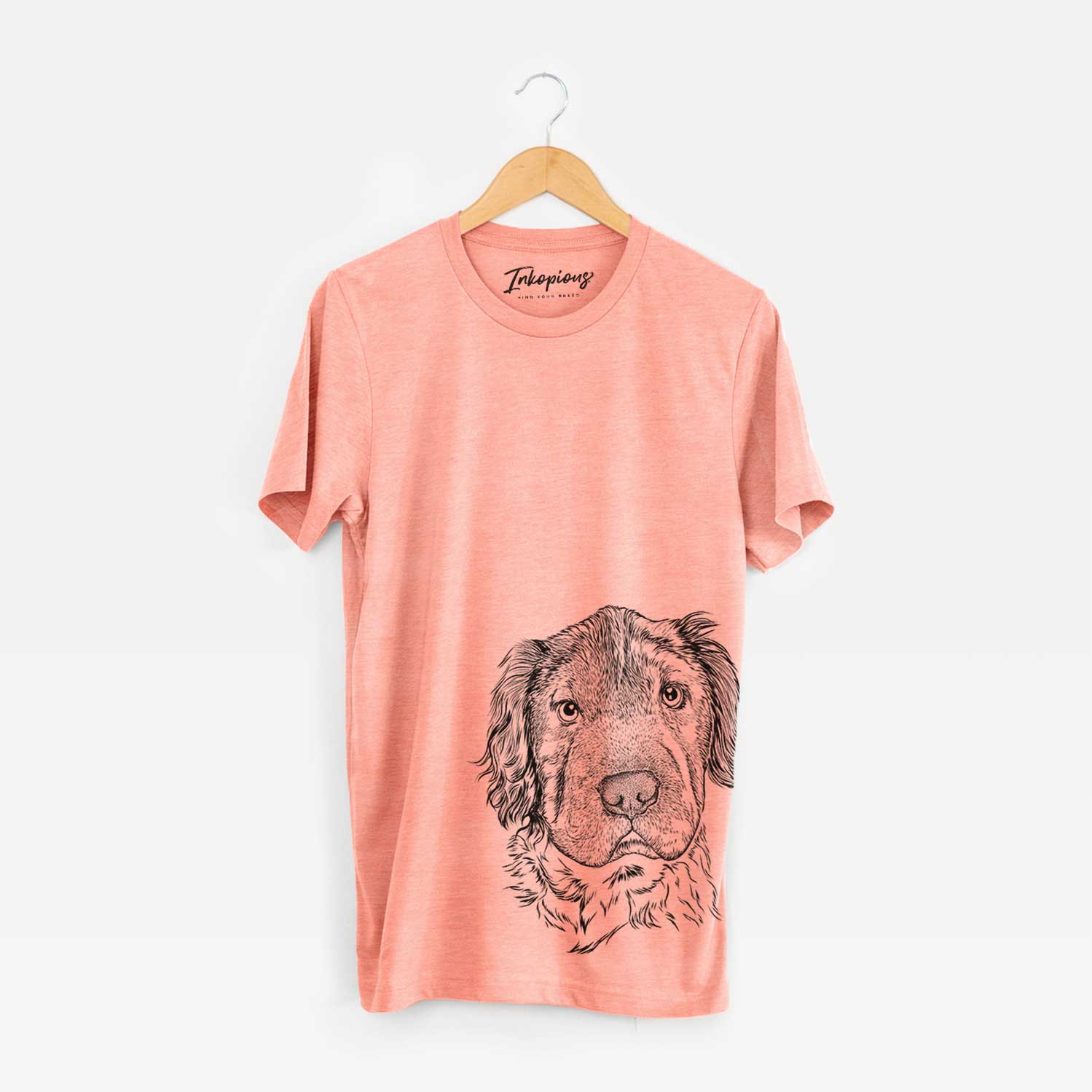 Hand-drawn sketch of Rex the Mini Hippo on a Sunset Bella Canvas Unisex Crewneck