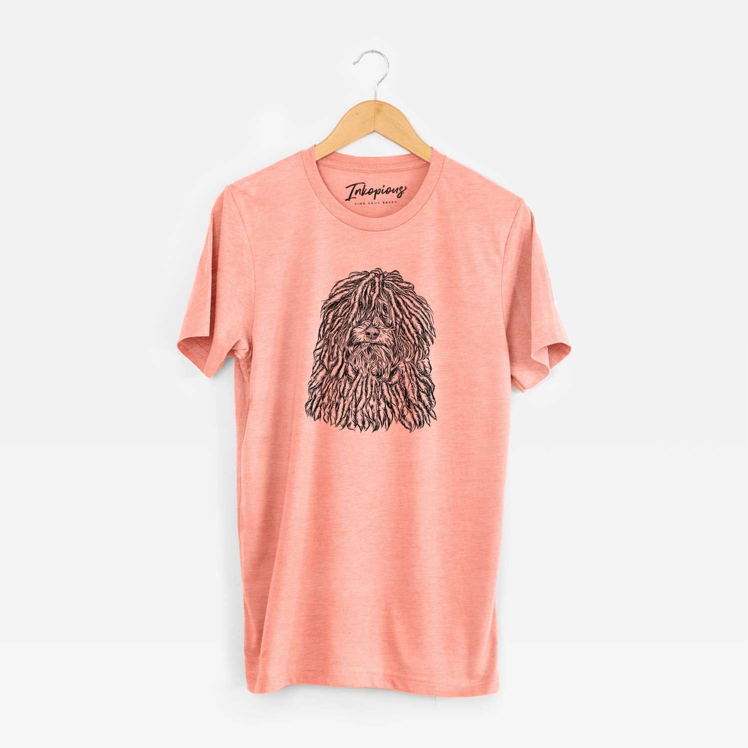Hand-drawn sketch of Rezi the Puli on a Sunset Unisex crewneck