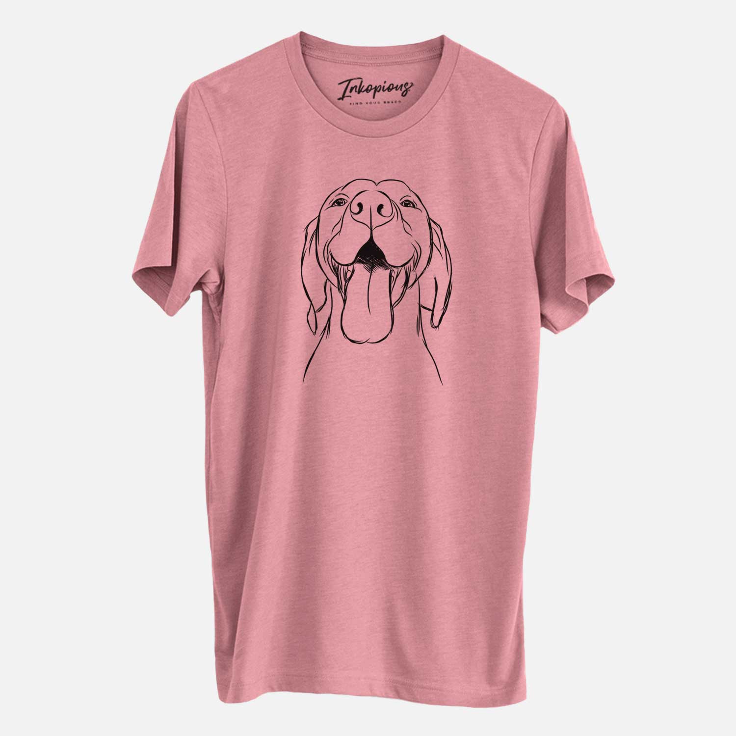 Hand-drawn sketch of Rhys the Vizsla on a Mauve Unisex crewneck