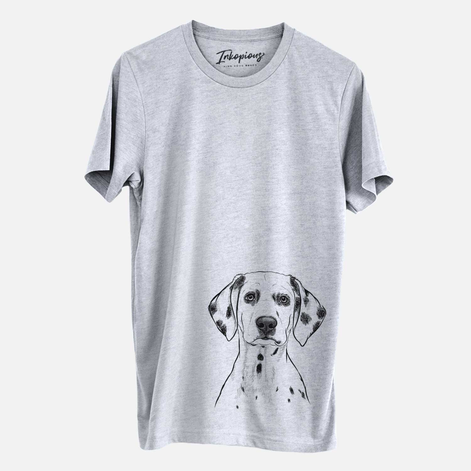 Hand-drawn sketch of Riot the Dalmatian on a Grey Unisex crewneck